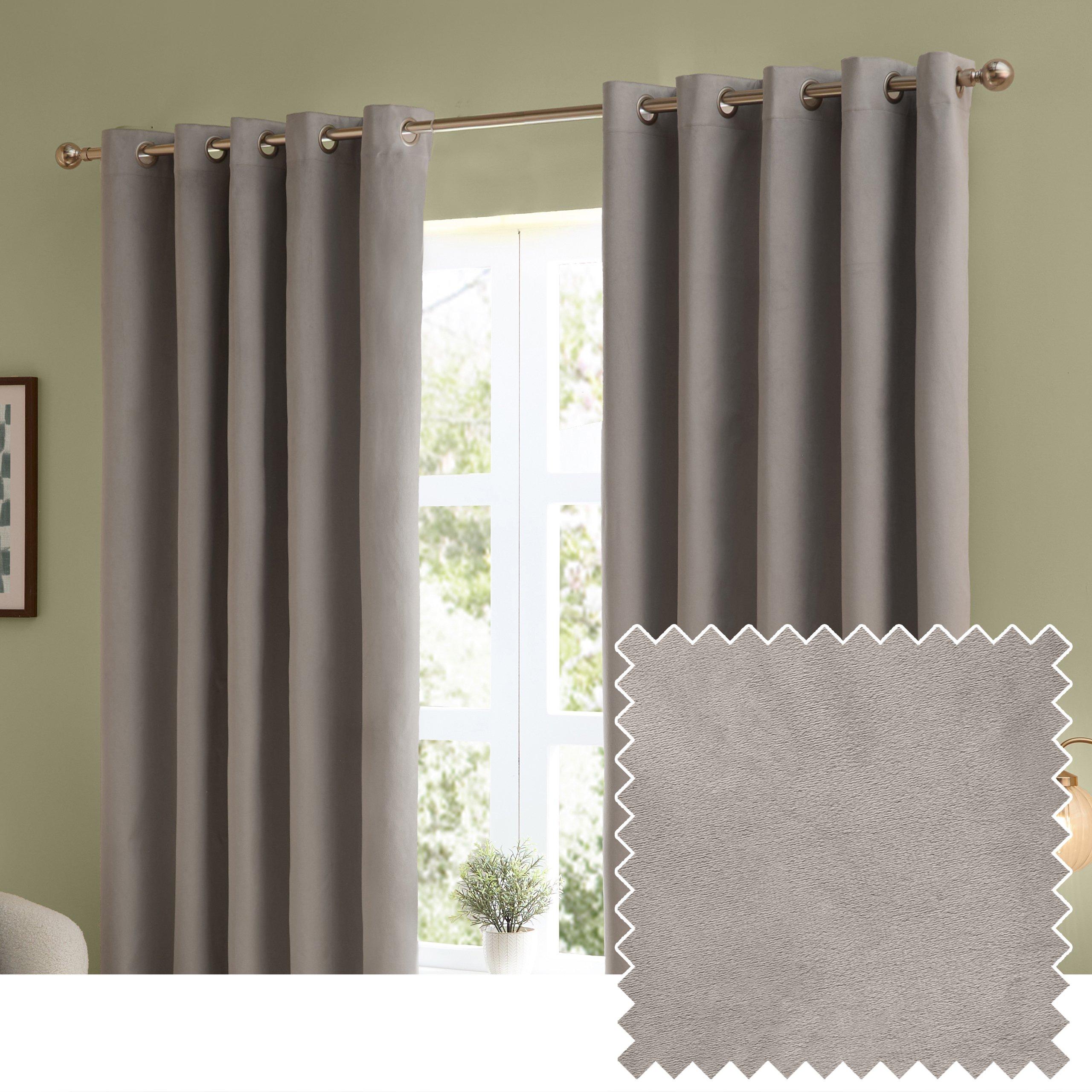 Silver - Furn - The Ultimate Velvet Blackout Eyelet Curtains - 7