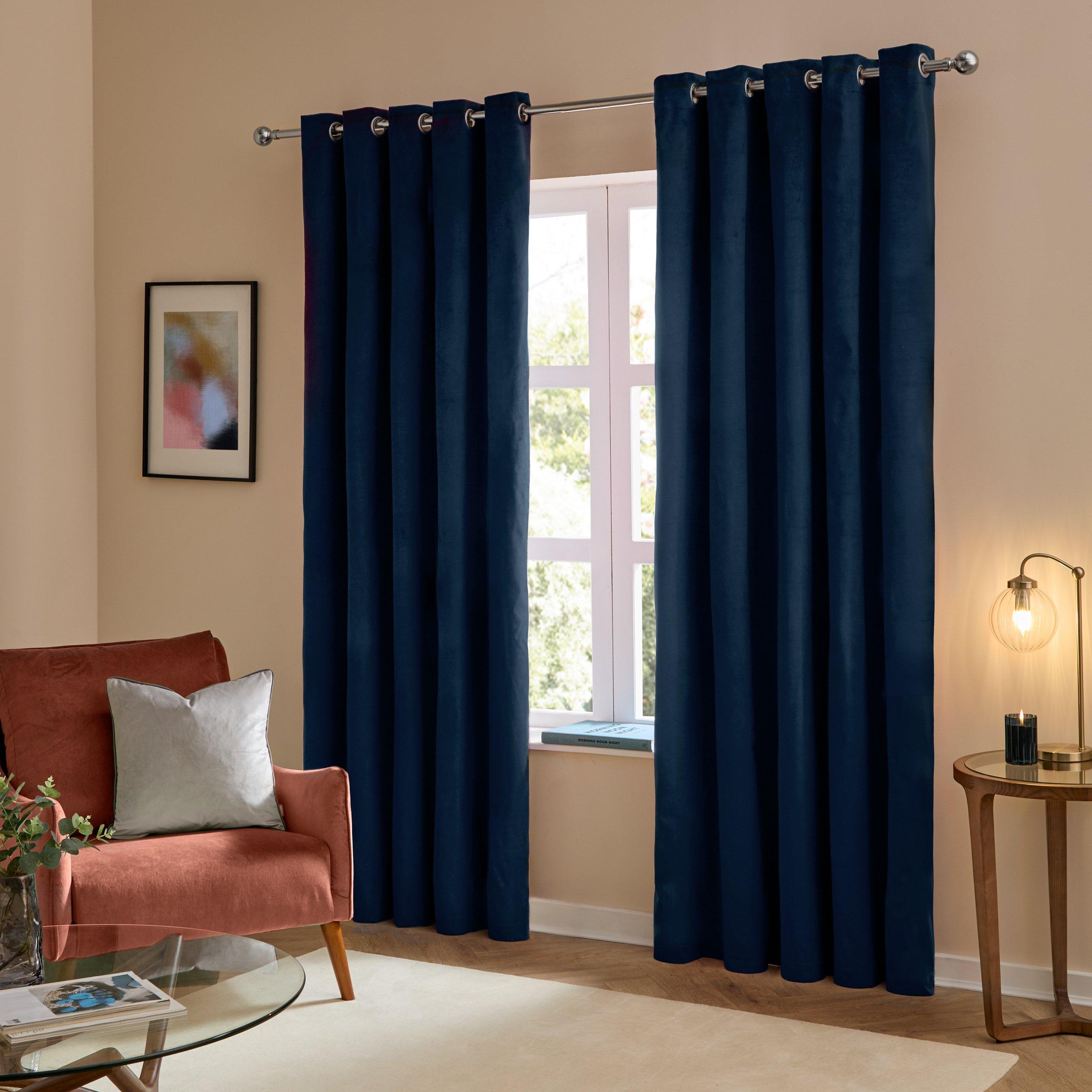 Furn  The Ultimate Velvet Blackout Eyelet Curtains - Royal - 229 x 183c