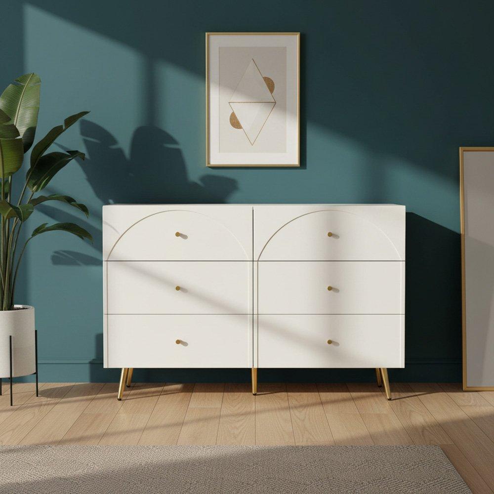 Urban Meuble  Modern Chest Metal Accents White