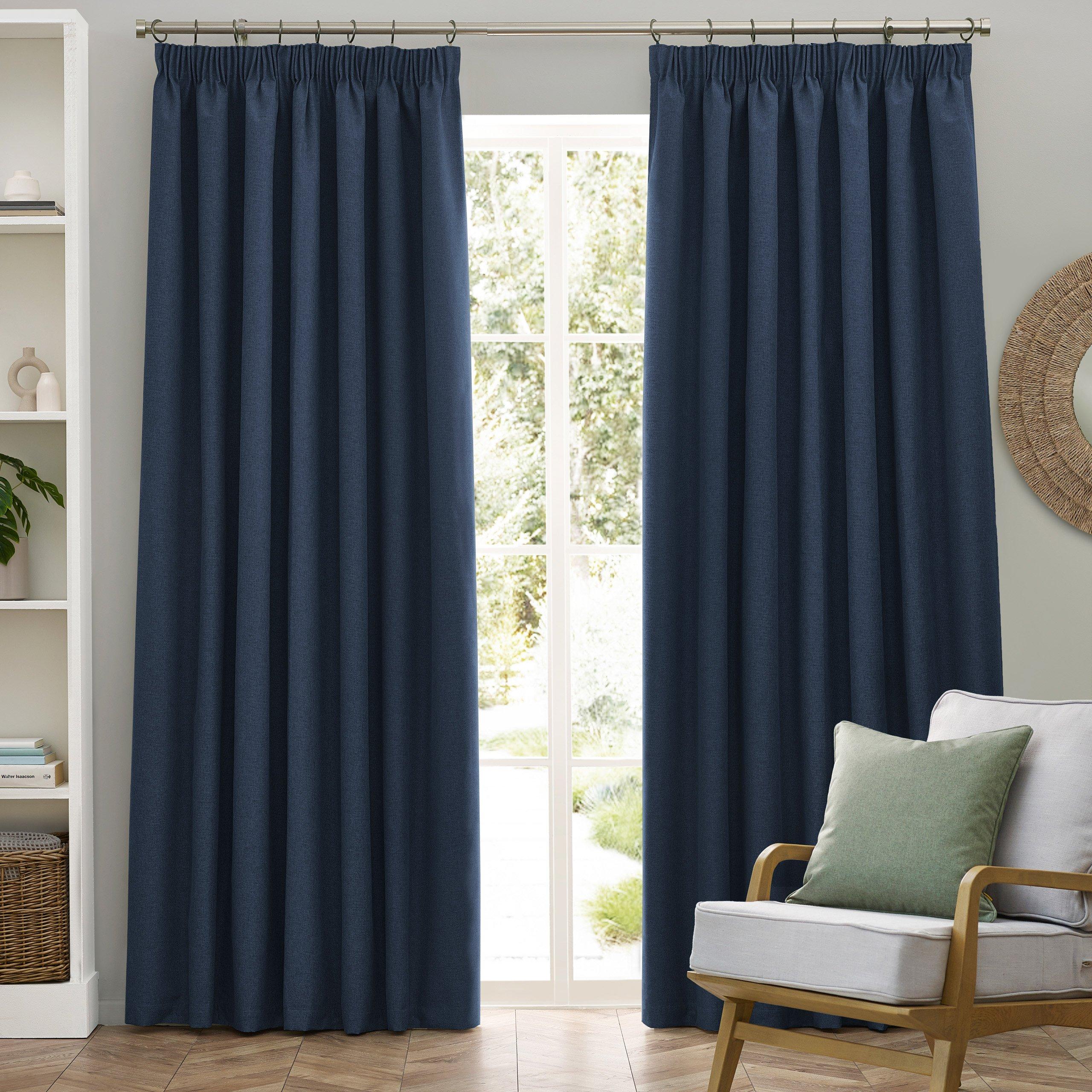 Midnight - Furn - Dawn Textured Blackout Pencil Pleat Curtains - 2