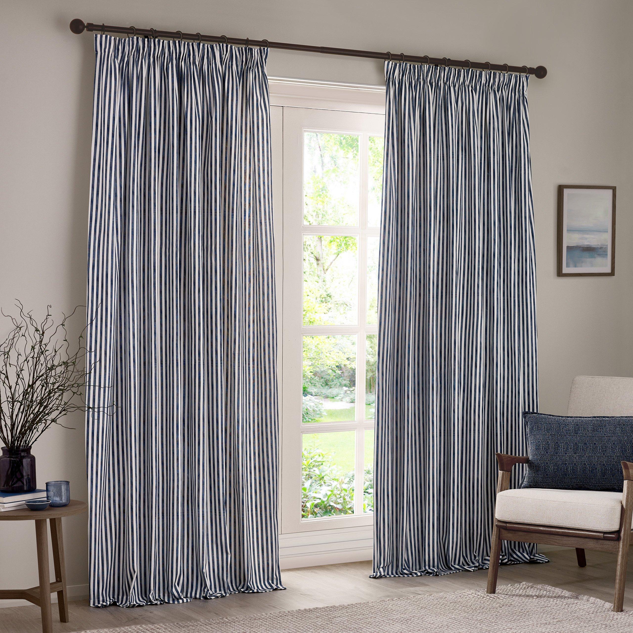 Yard Hebden Striped 100% Cotton Lined Pencil Pleat Curt