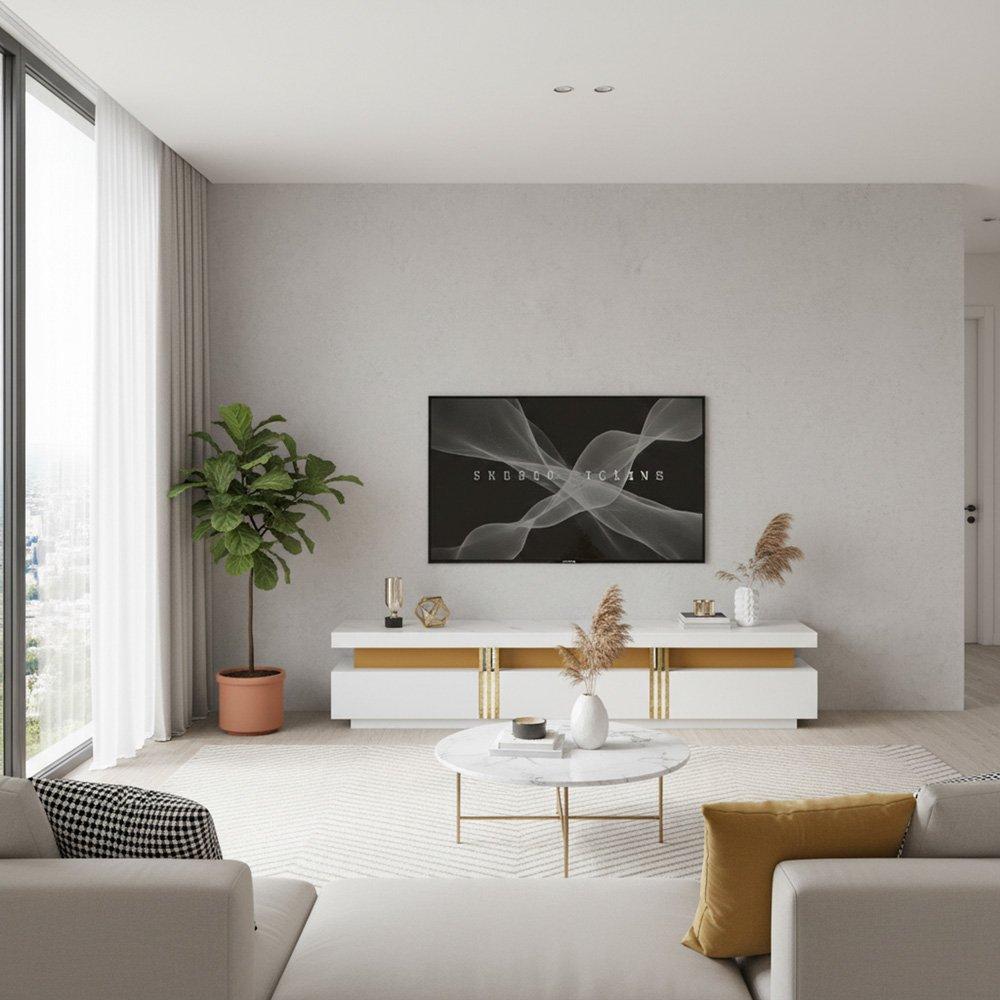 White - Urban Meuble - Modern TV Stand White Stylish Storage - 3