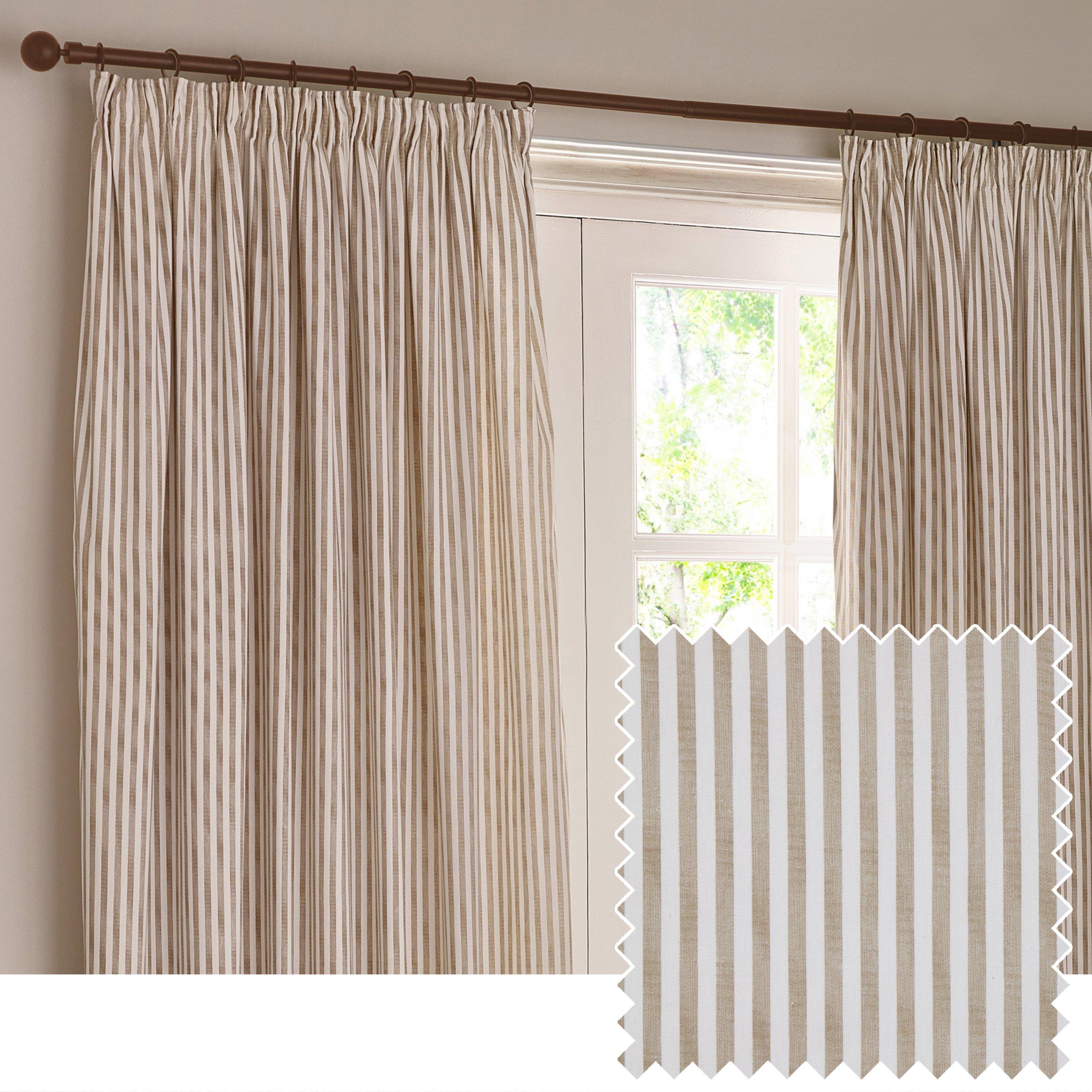 Natural - Yard - Hebden Striped 100% Cotton Lined Pencil Pleat Curt - 2