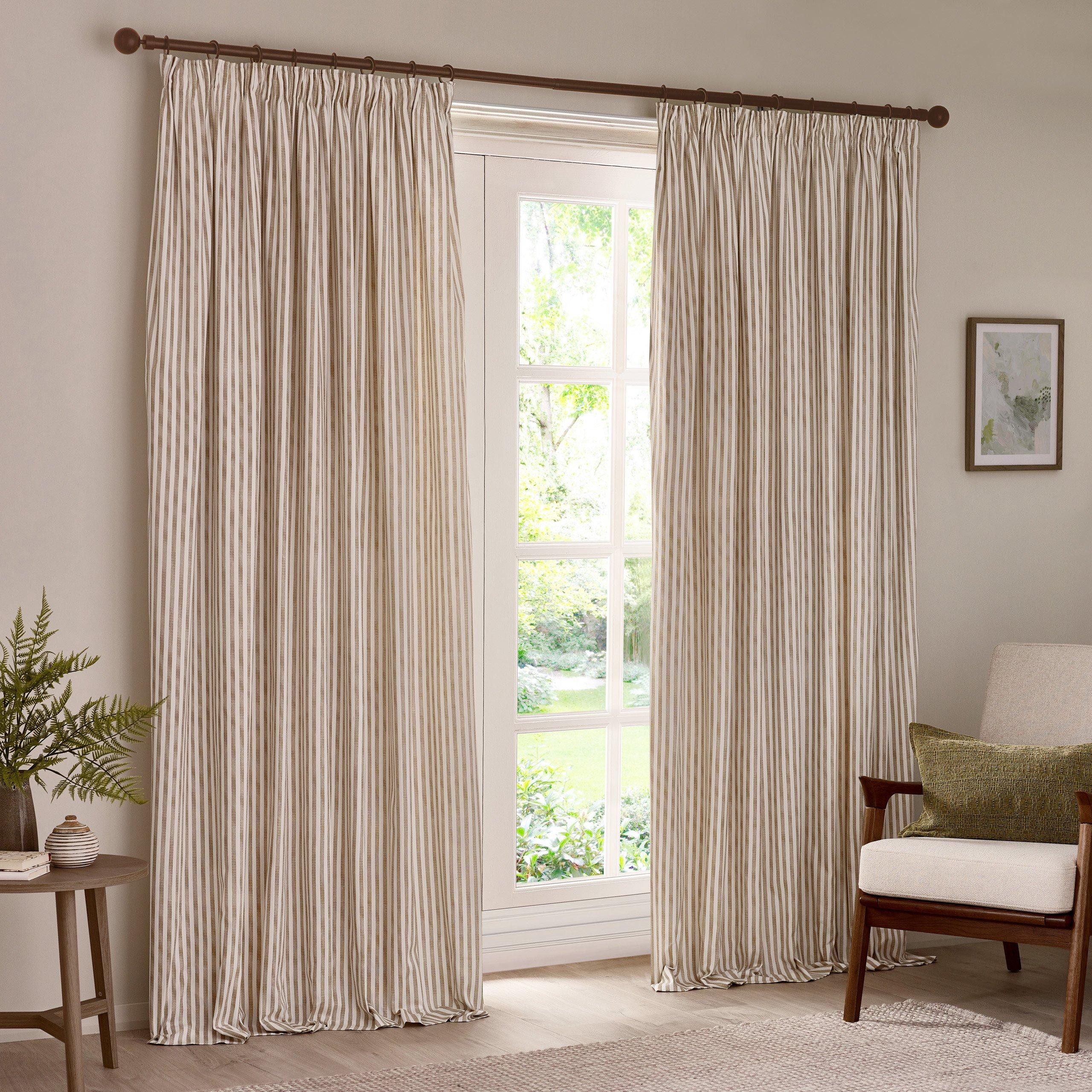 Natural - Yard - Hebden Striped 100% Cotton Lined Pencil Pleat Curt - 3