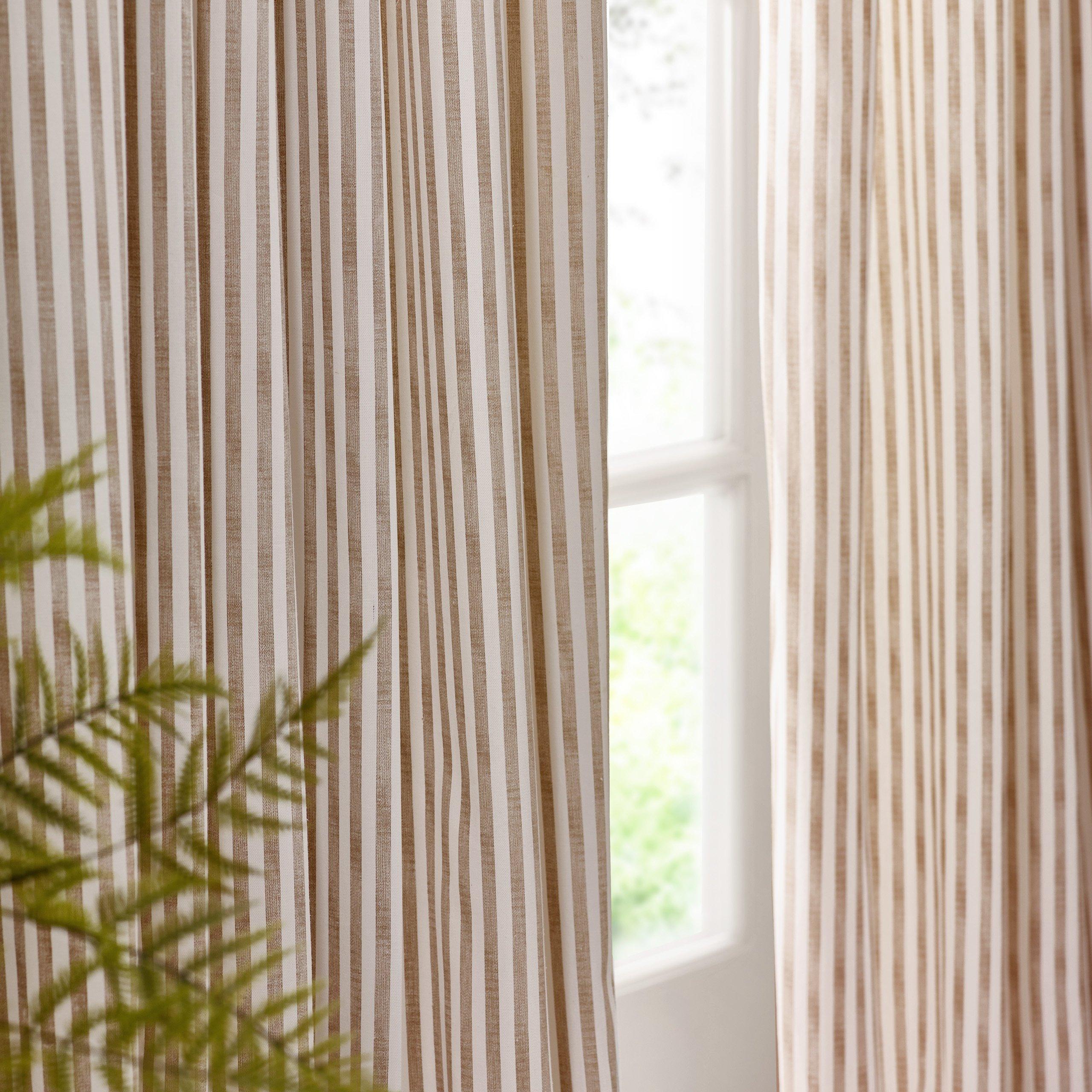 Natural - Yard - Hebden Striped 100% Cotton Lined Pencil Pleat Curt - 4