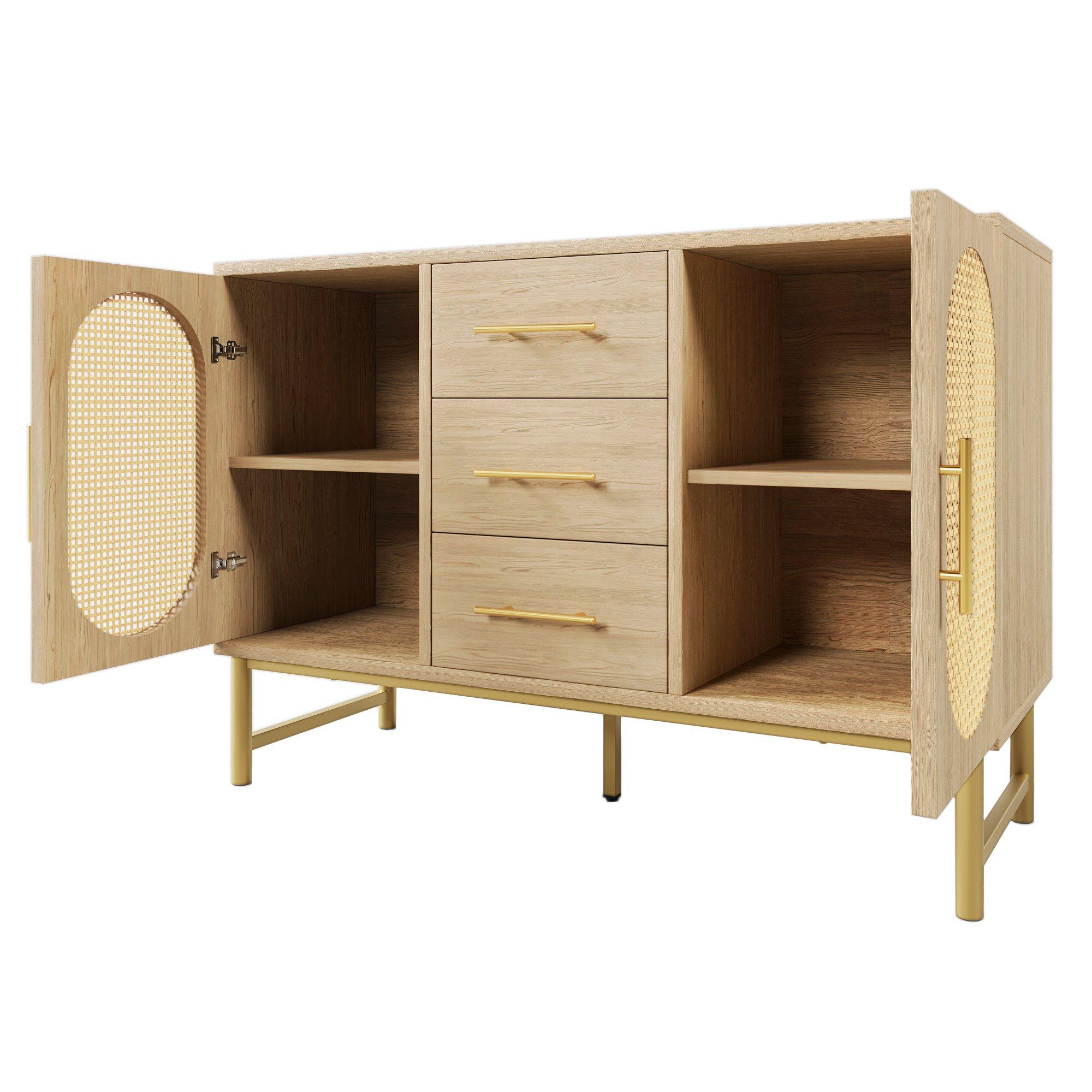 Oak - Urban Meuble - Oak Modern Chest Golden Accents - 12