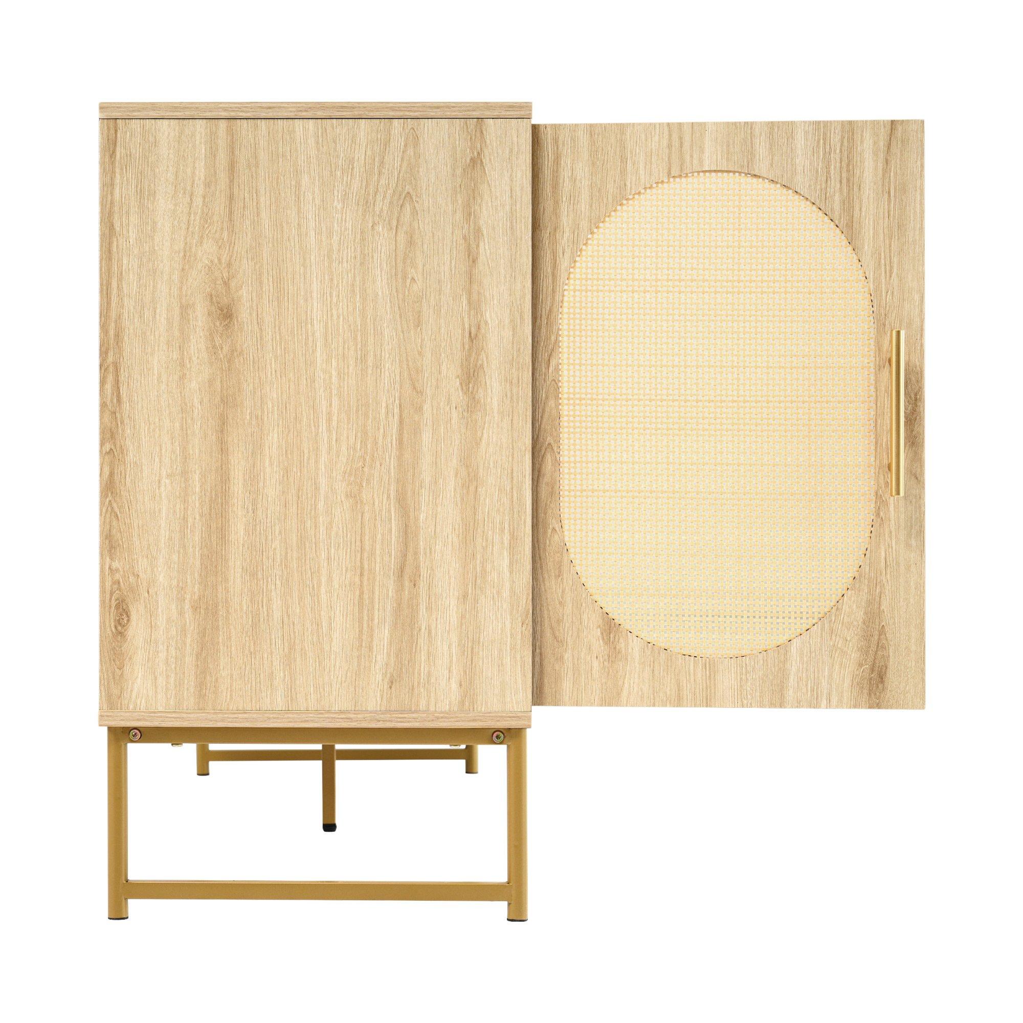 Oak - Urban Meuble - Oak Console Table with Golden Accents - 12