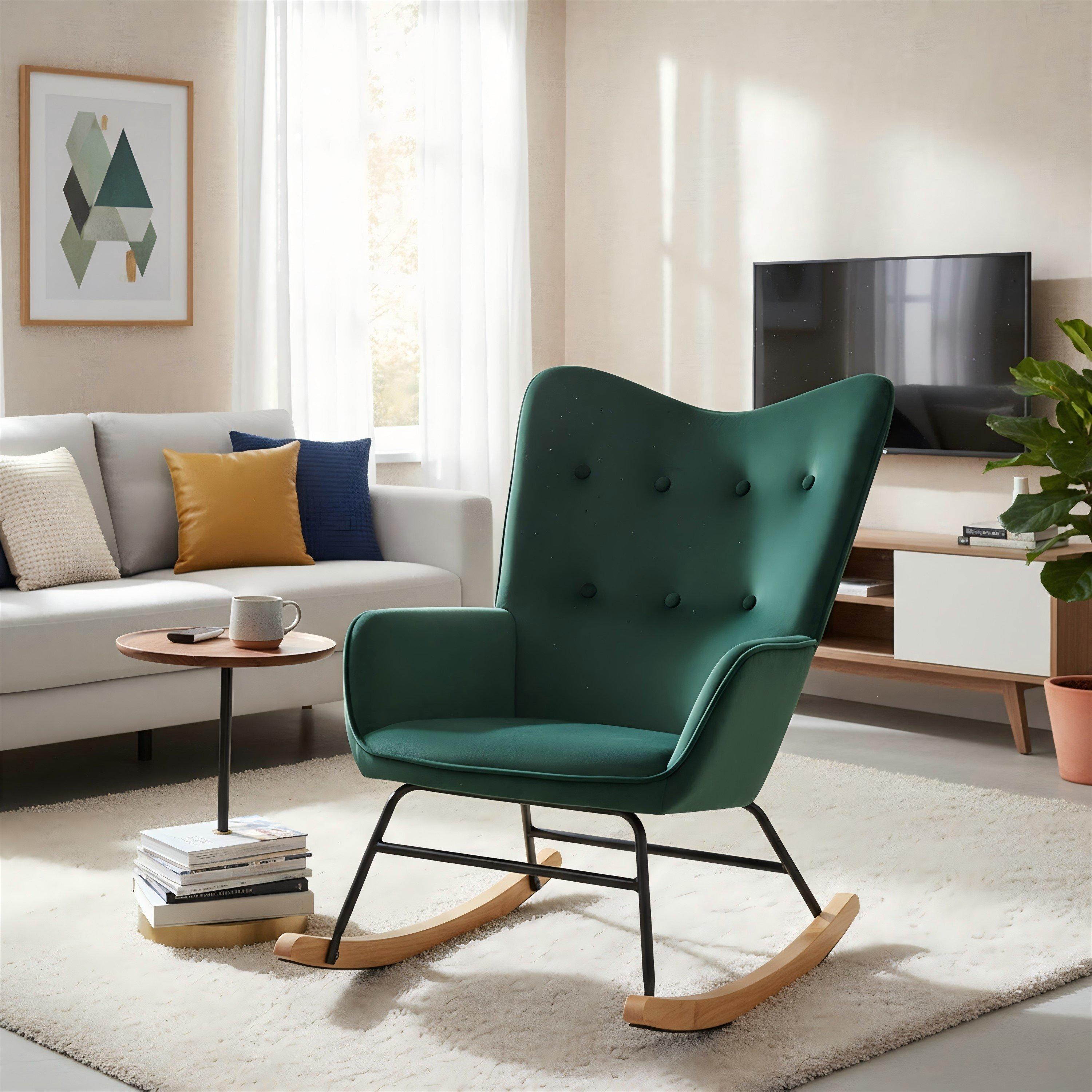 Green - Urban Meuble - Modern Armchair Velvet Upholstery - 1