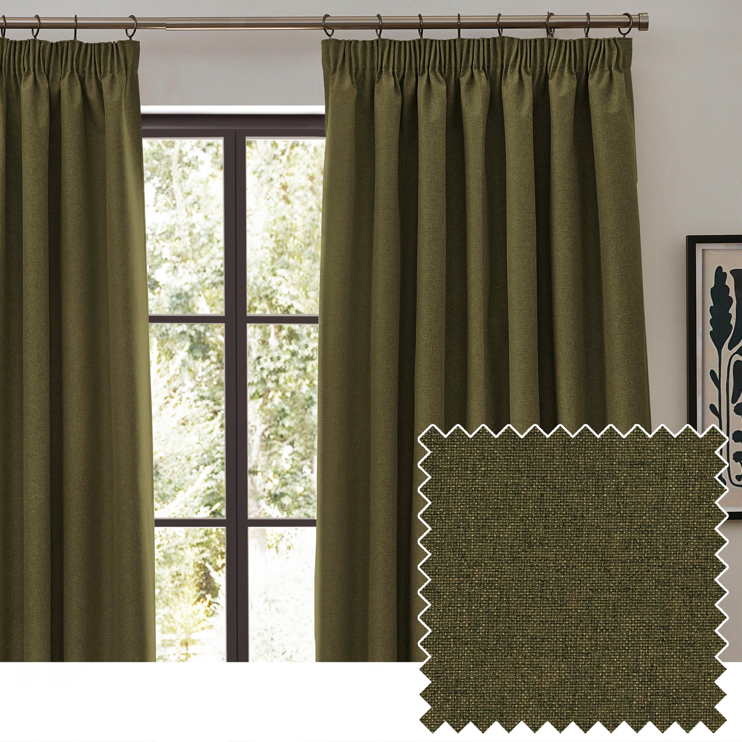 Olive - Furn - Dawn Textured Blackout Pencil Pleat Curtains - 3