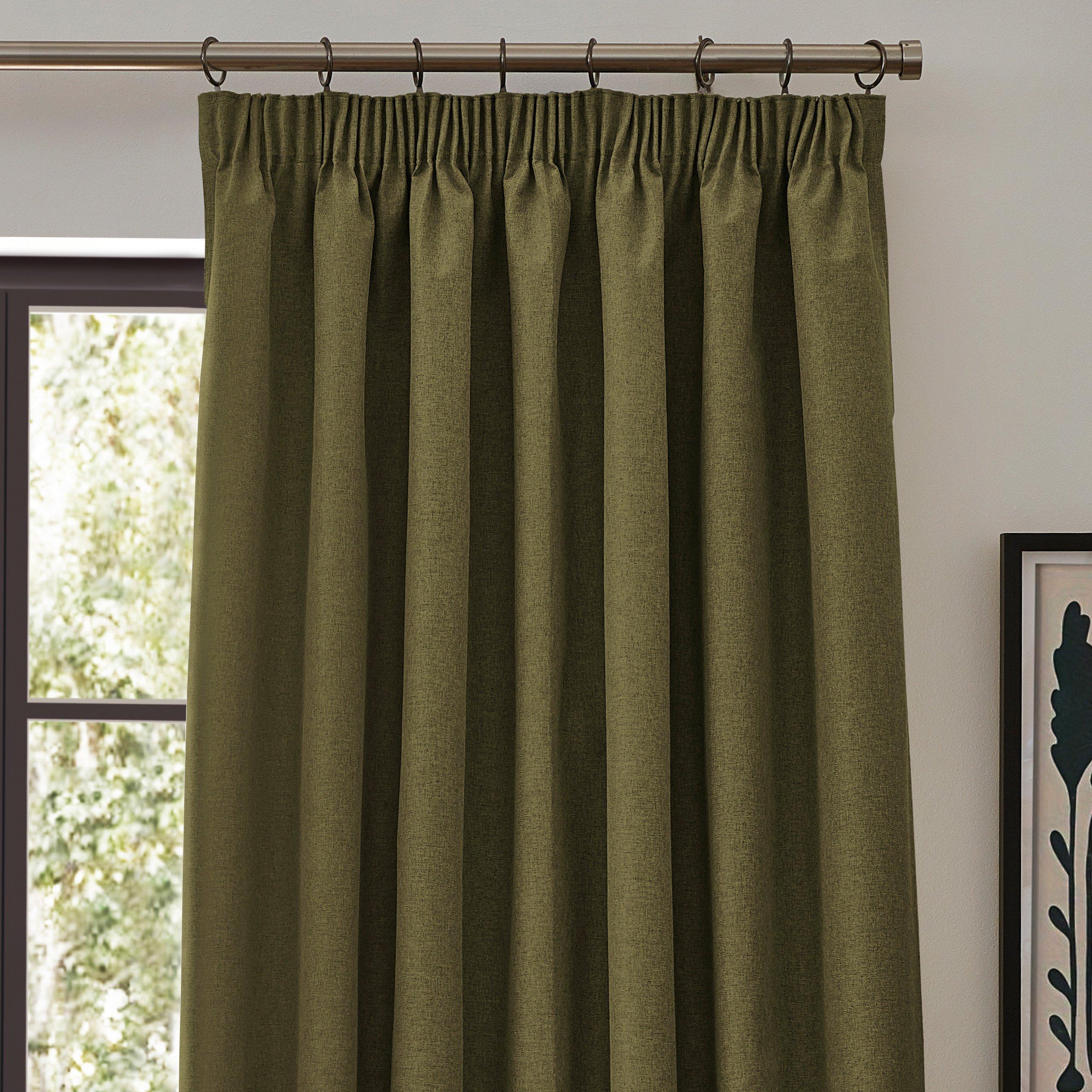 Olive - Furn - Dawn Textured Blackout Pencil Pleat Curtains - 4