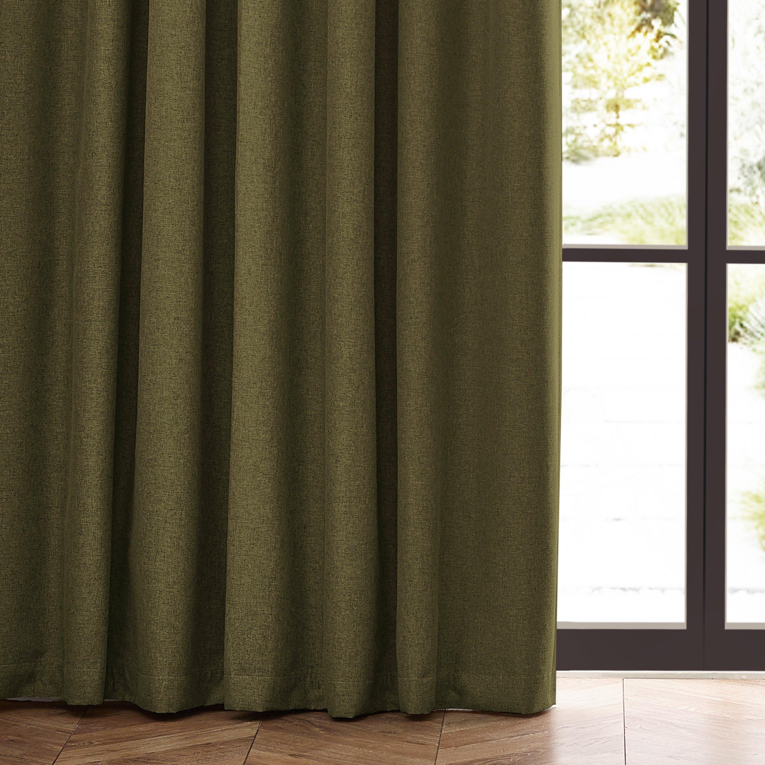 Olive - Furn - Dawn Textured Blackout Pencil Pleat Curtains - 5
