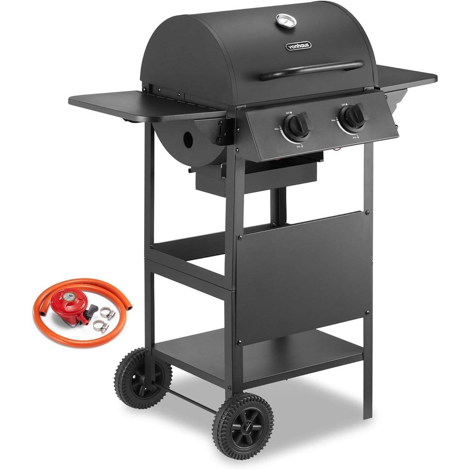 Black - VonHaus - Barrel 2 Burner Gas BBQ - 1