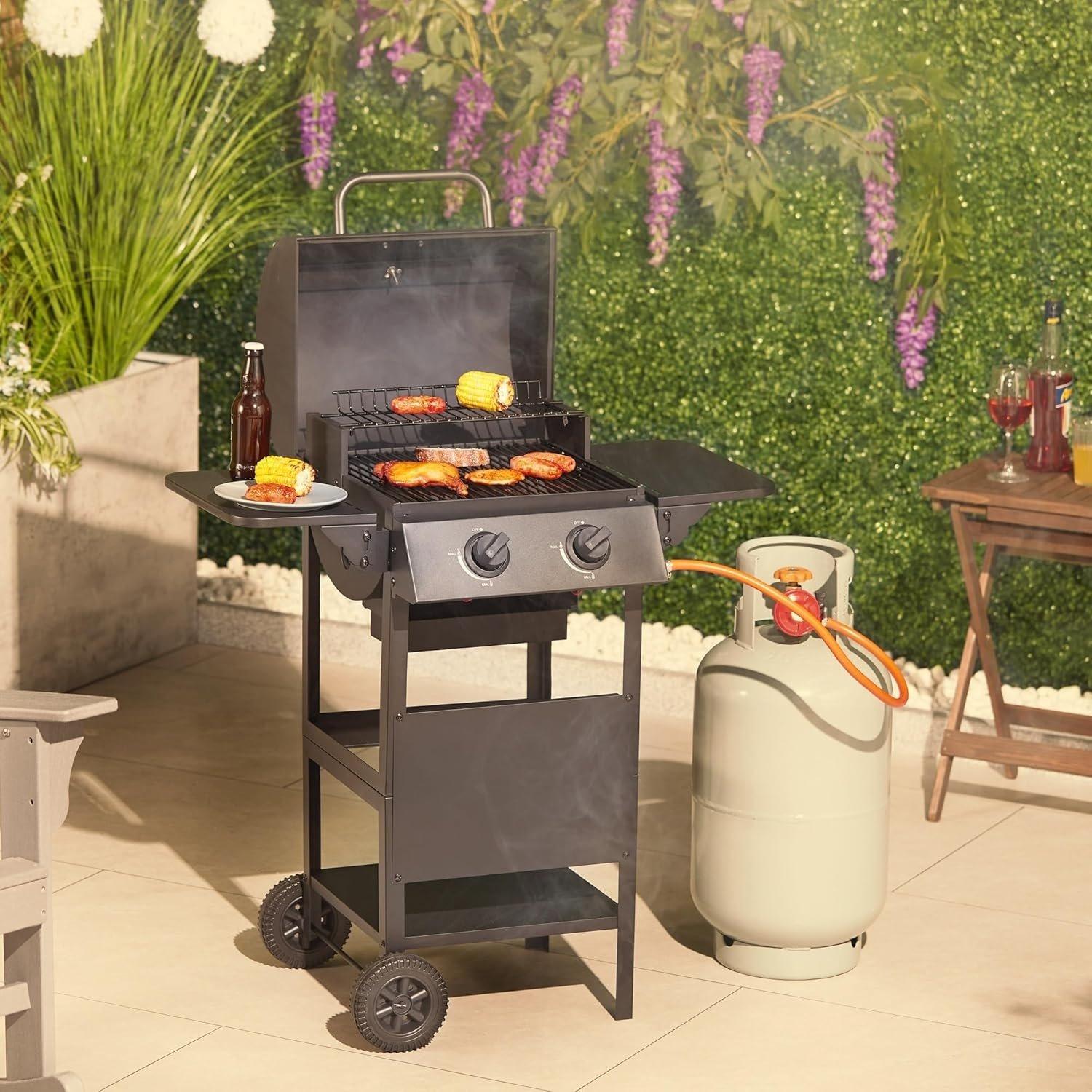 Black - VonHaus - Barrel 2 Burner Gas BBQ - 2