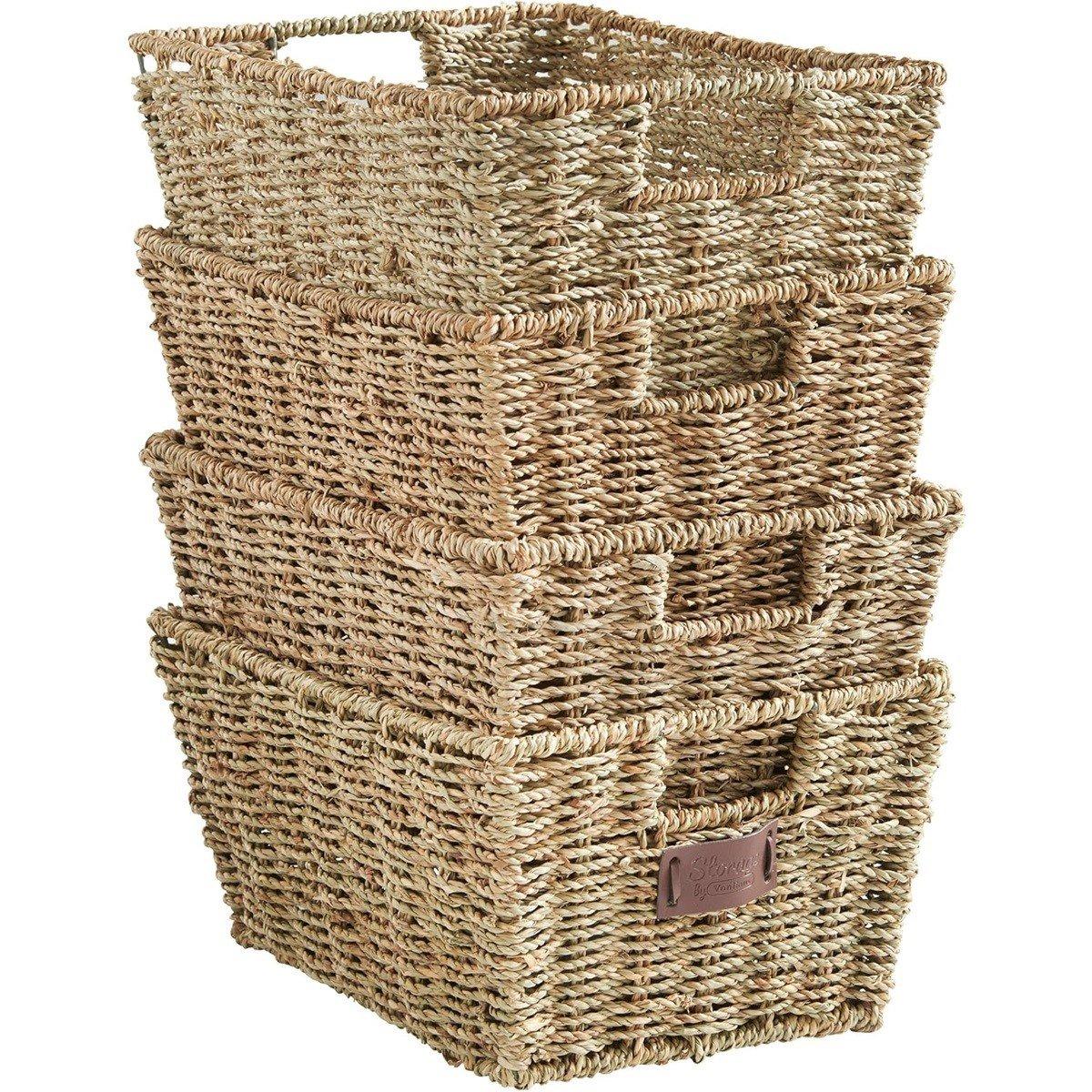 Beige - VonHaus - Seagrass Storage Baskets - Set of 4 - 1