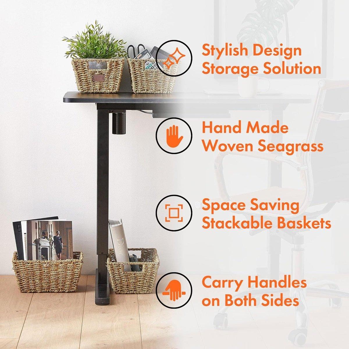 Beige - VonHaus - Seagrass Storage Baskets - Set of 4 - 4