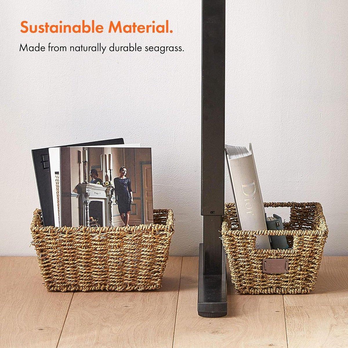 Beige - VonHaus - Seagrass Storage Baskets - Set of 4 - 6