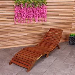 Charles Bentley FOLDING CURVED WOODEN SUN LOUNGER