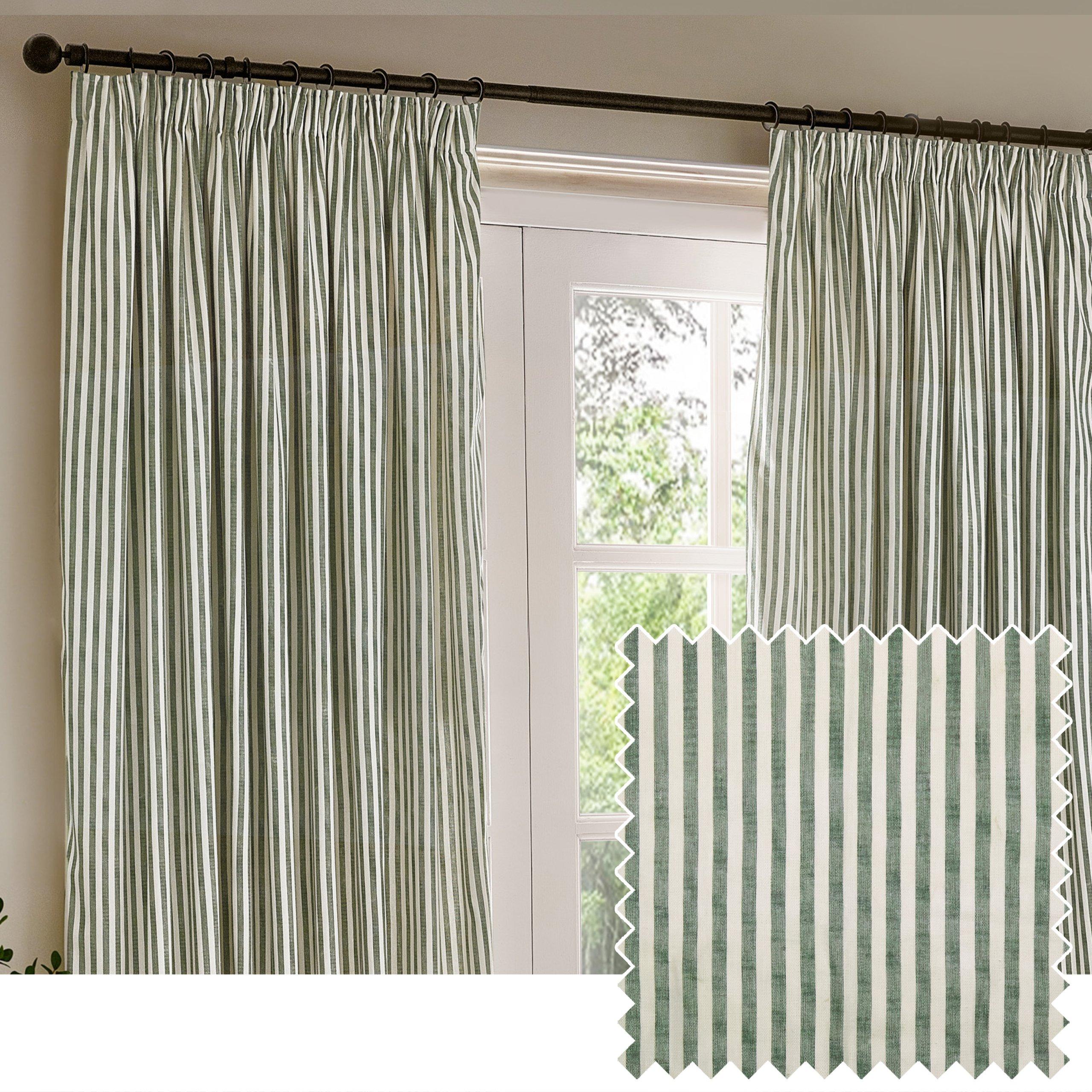 Forest - Yard - Hebden Striped 100% Cotton Lined Pencil Pleat Curt - 2
