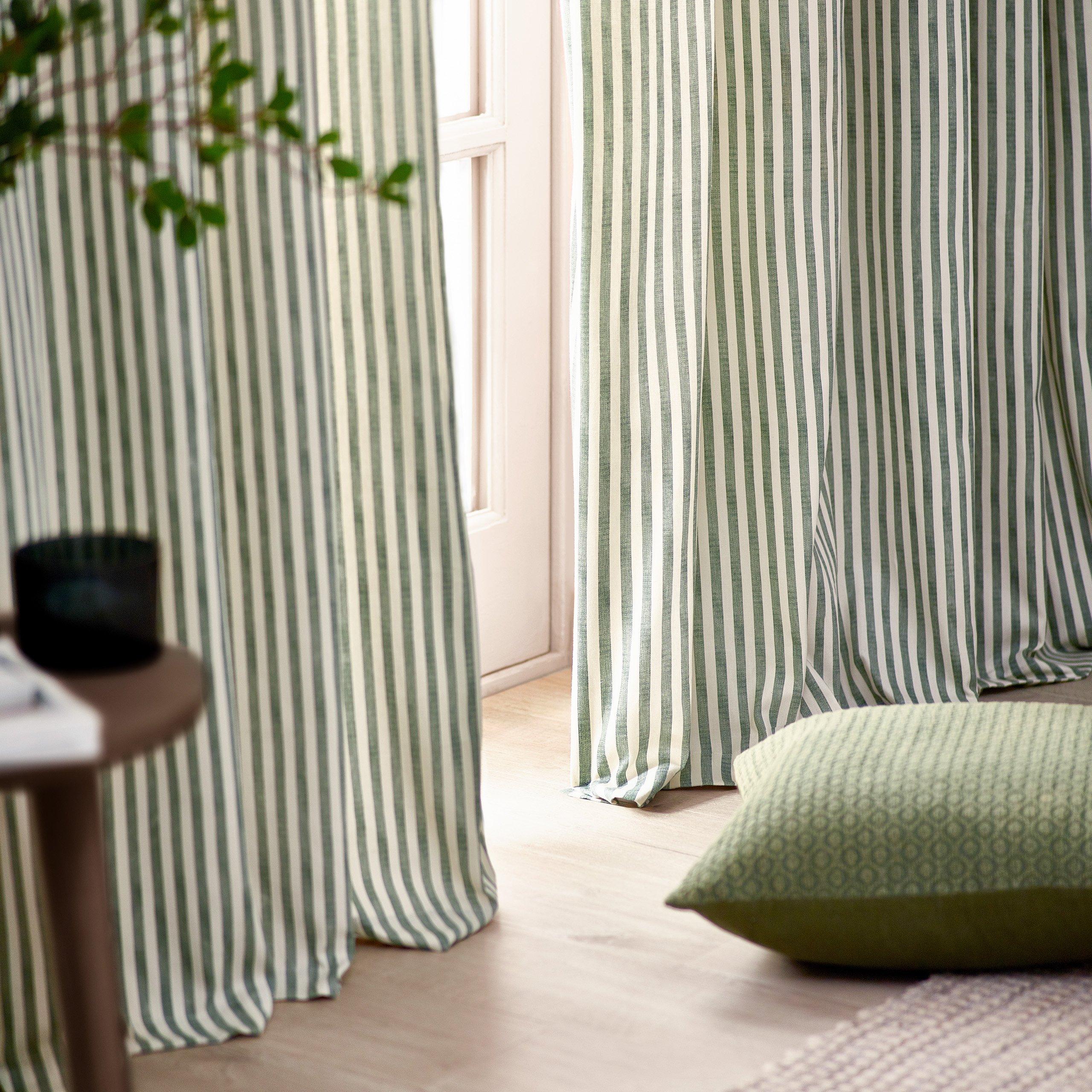 Forest - Yard - Hebden Striped 100% Cotton Lined Pencil Pleat Curt - 3