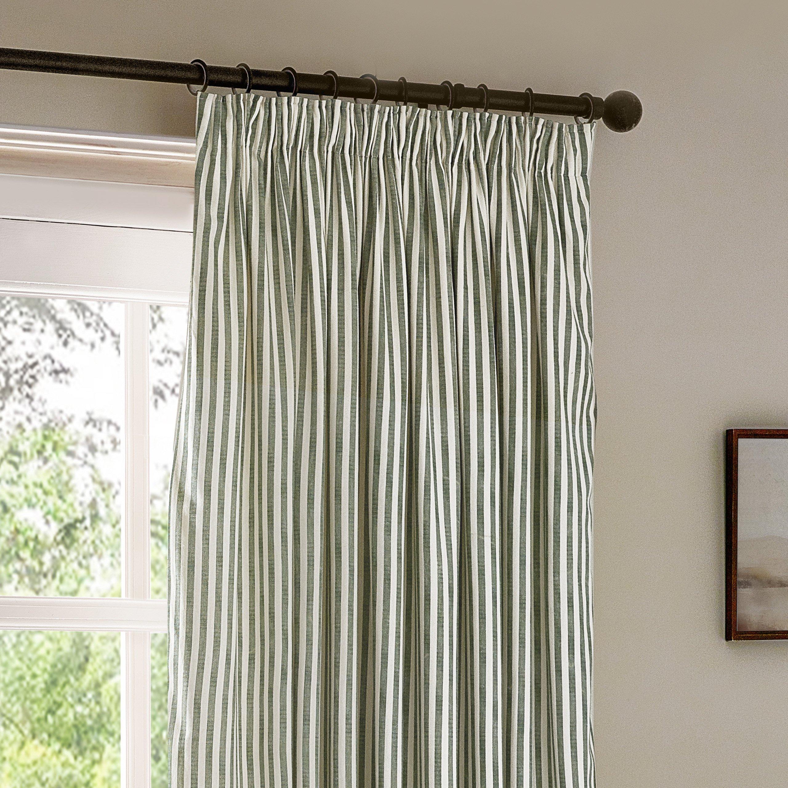 Forest - Yard - Hebden Striped 100% Cotton Lined Pencil Pleat Curt - 4