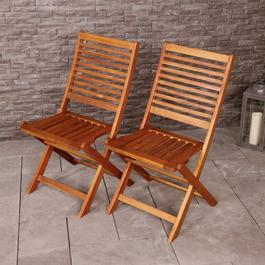 Charles Bentley 1 X PAIR OF ACACIA WOOD FOLDABLE CHAIRS