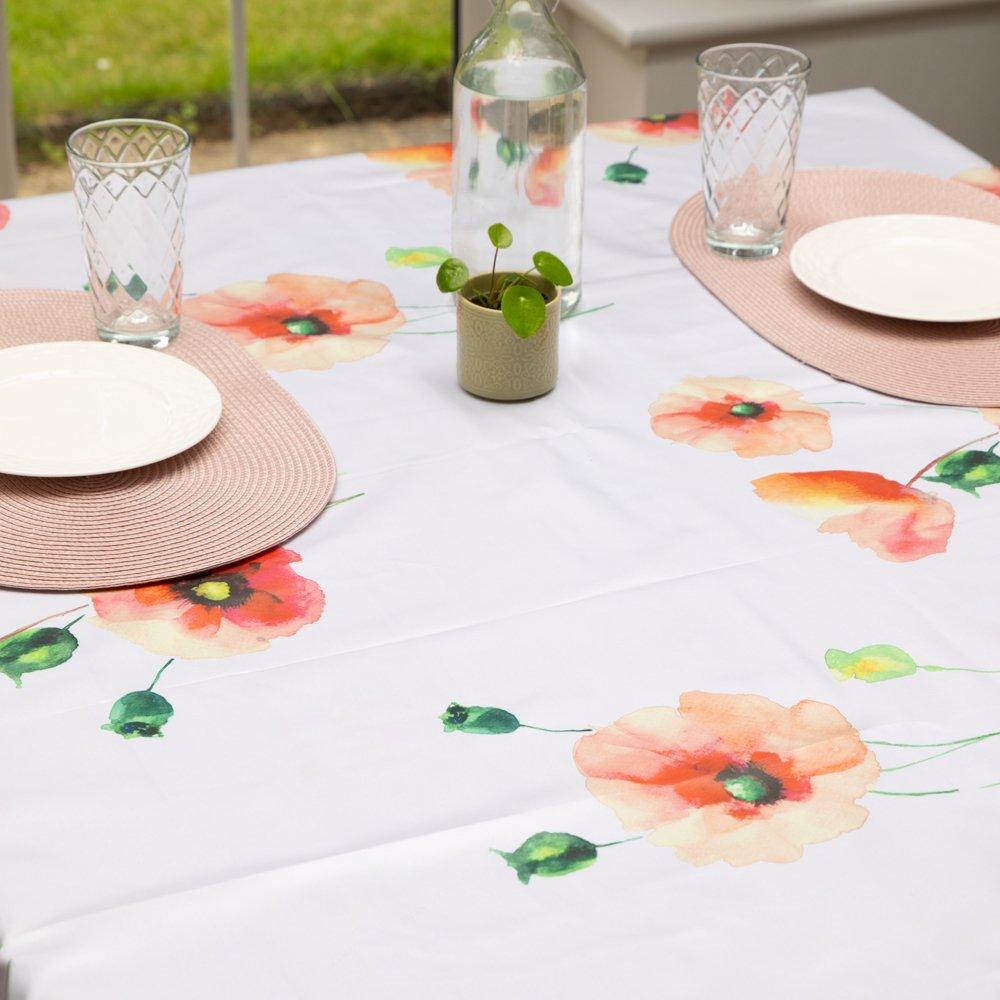 White - D C Fix - Poppyfield Wipe Clean Polyester Tablecloth - 1
