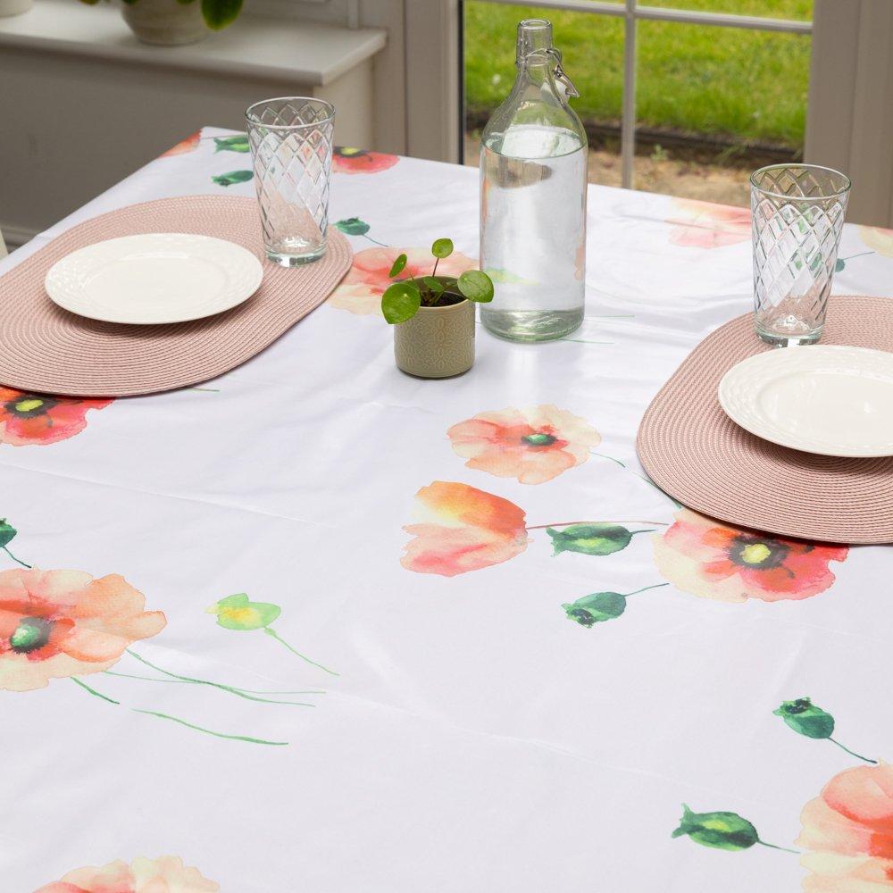 White - D C Fix - Poppyfield Wipe Clean Polyester Tablecloth - 5