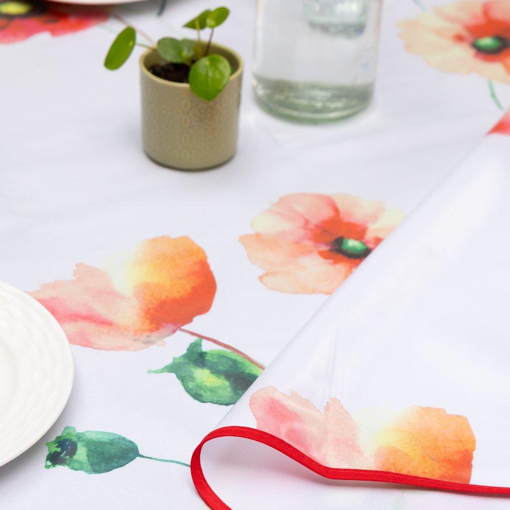 White - D C Fix - Poppyfield Wipe Clean Polyester Tablecloth - 6