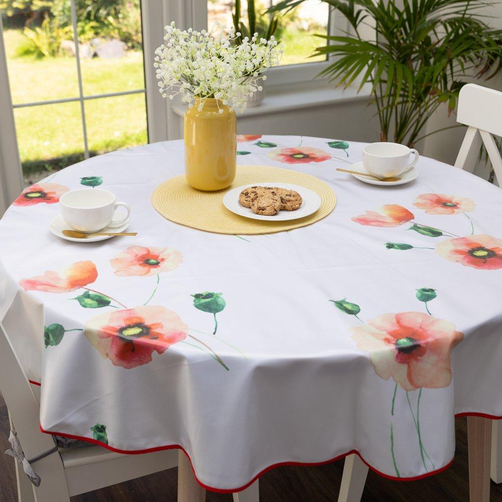 White - D C Fix - Poppyfield Wipe Clean Polyester Tablecloth - 7