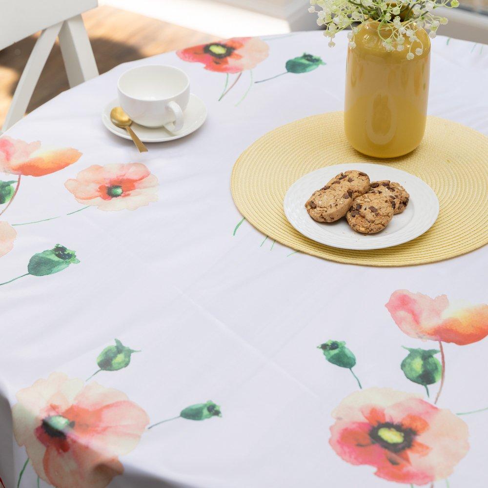 White - D C Fix - Poppyfield Wipe Clean Polyester Tablecloth - 8
