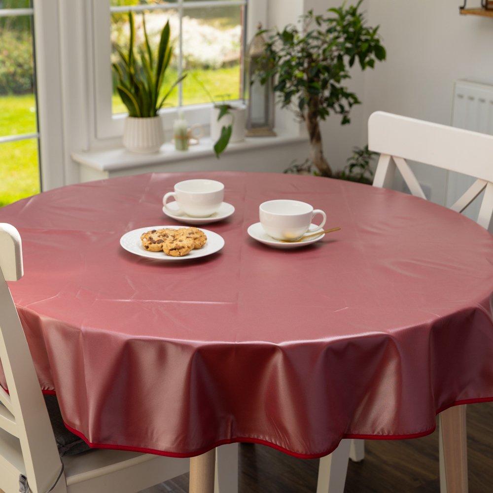 Mineral Red - D C Fix - Mineral Red Plain Wipe Clean Polyester Tablecloth - 1
