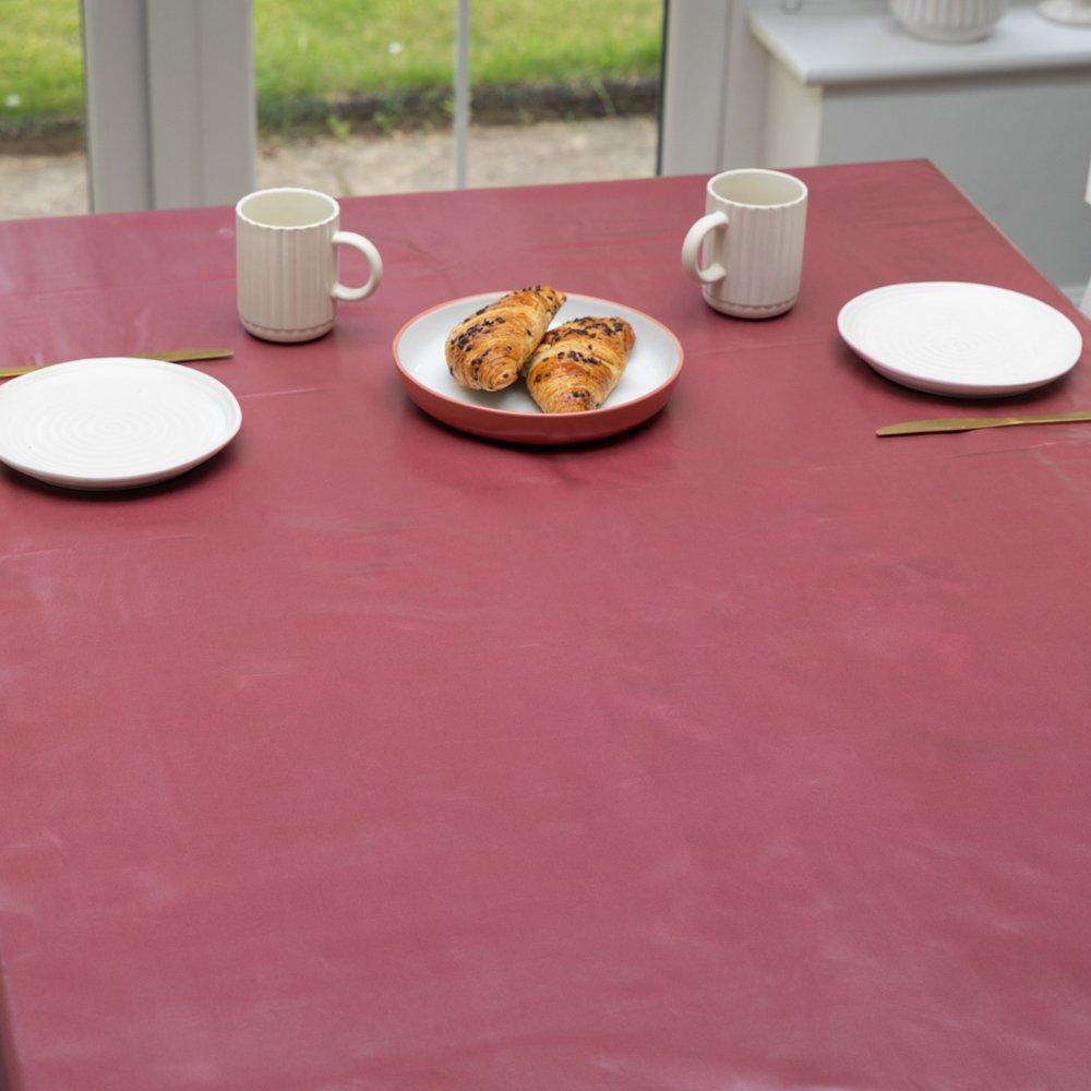 Mineral Red - D C Fix - Mineral Red Plain Wipe Clean Polyester Tablecloth - 6