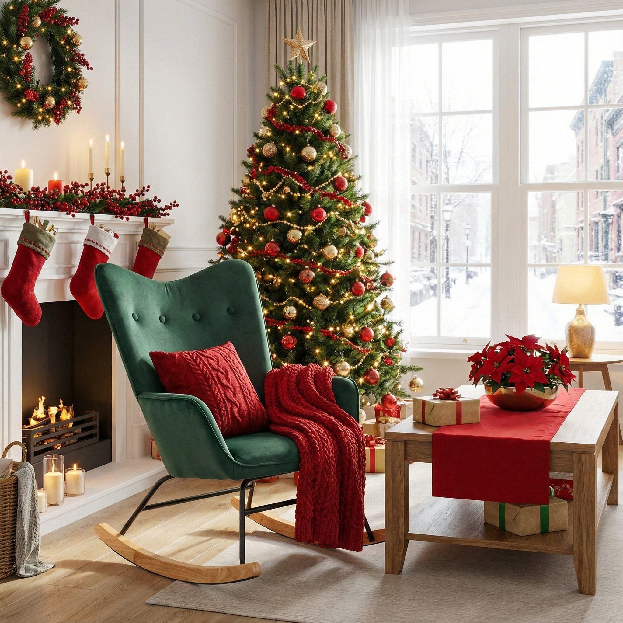 Urban Meuble Modern Green Rocker Velvet Comfort