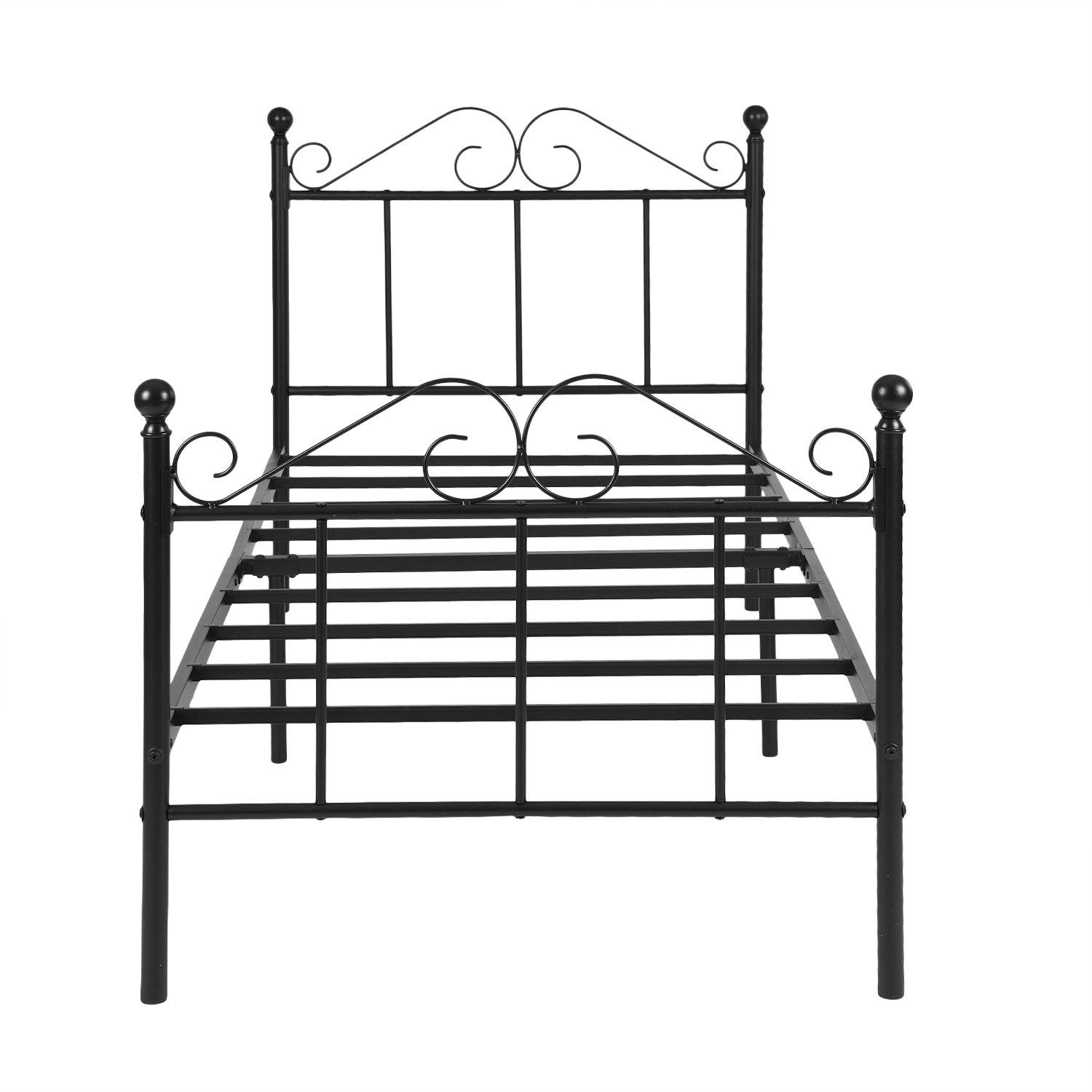 Black - Urban Meuble - Elegant Metal Bed Frame with Curved Headboard - 3