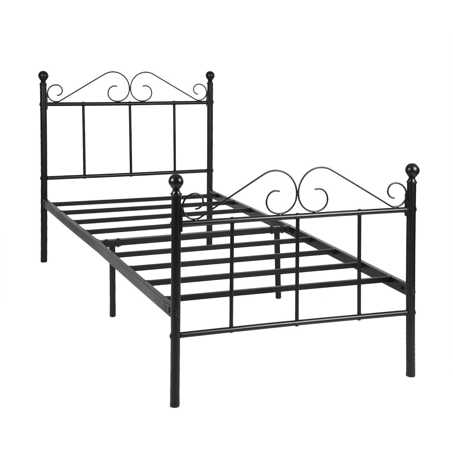 Black - Urban Meuble - Elegant Metal Bed Frame with Curved Headboard - 4