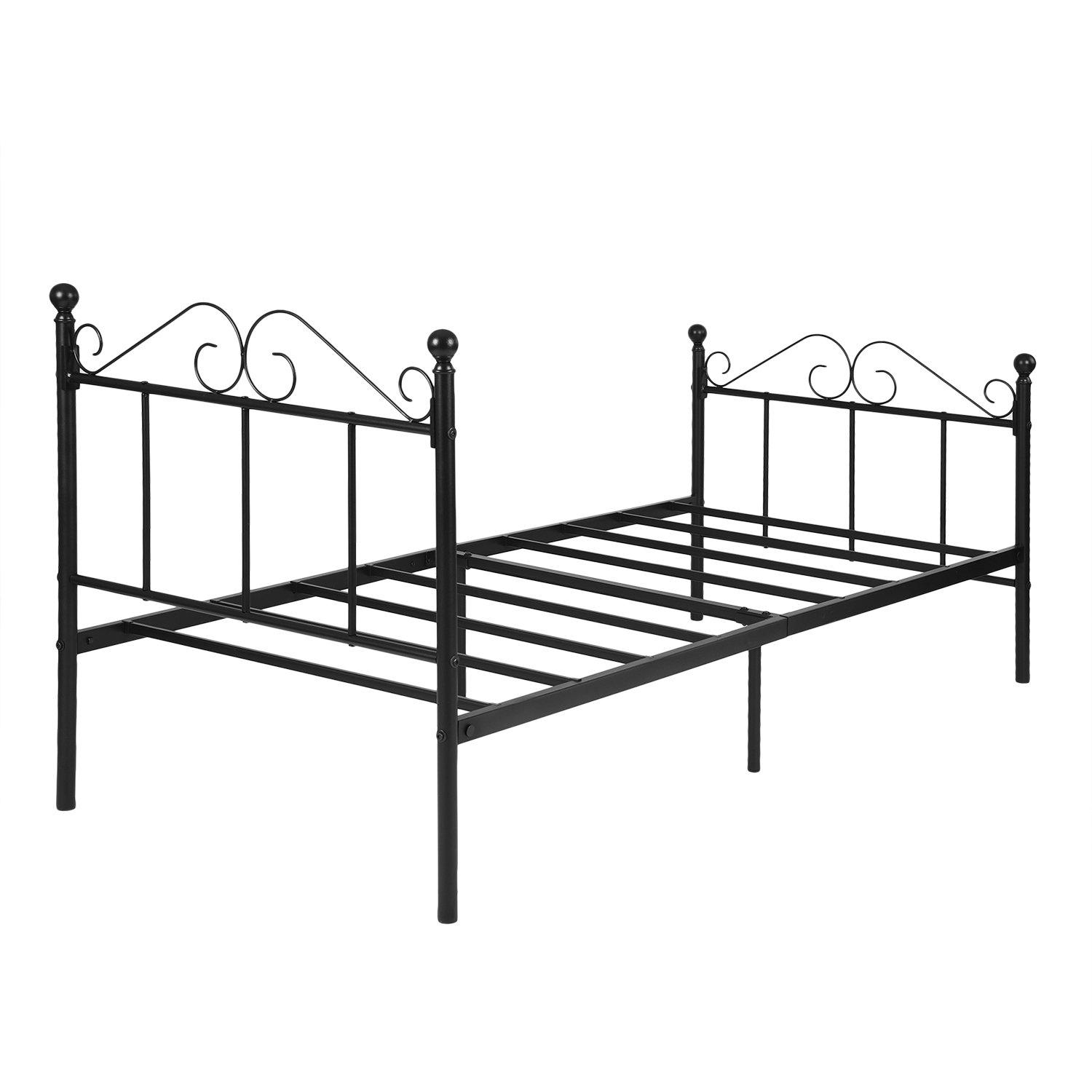 Black - Urban Meuble - Elegant Metal Bed Frame with Curved Headboard - 6