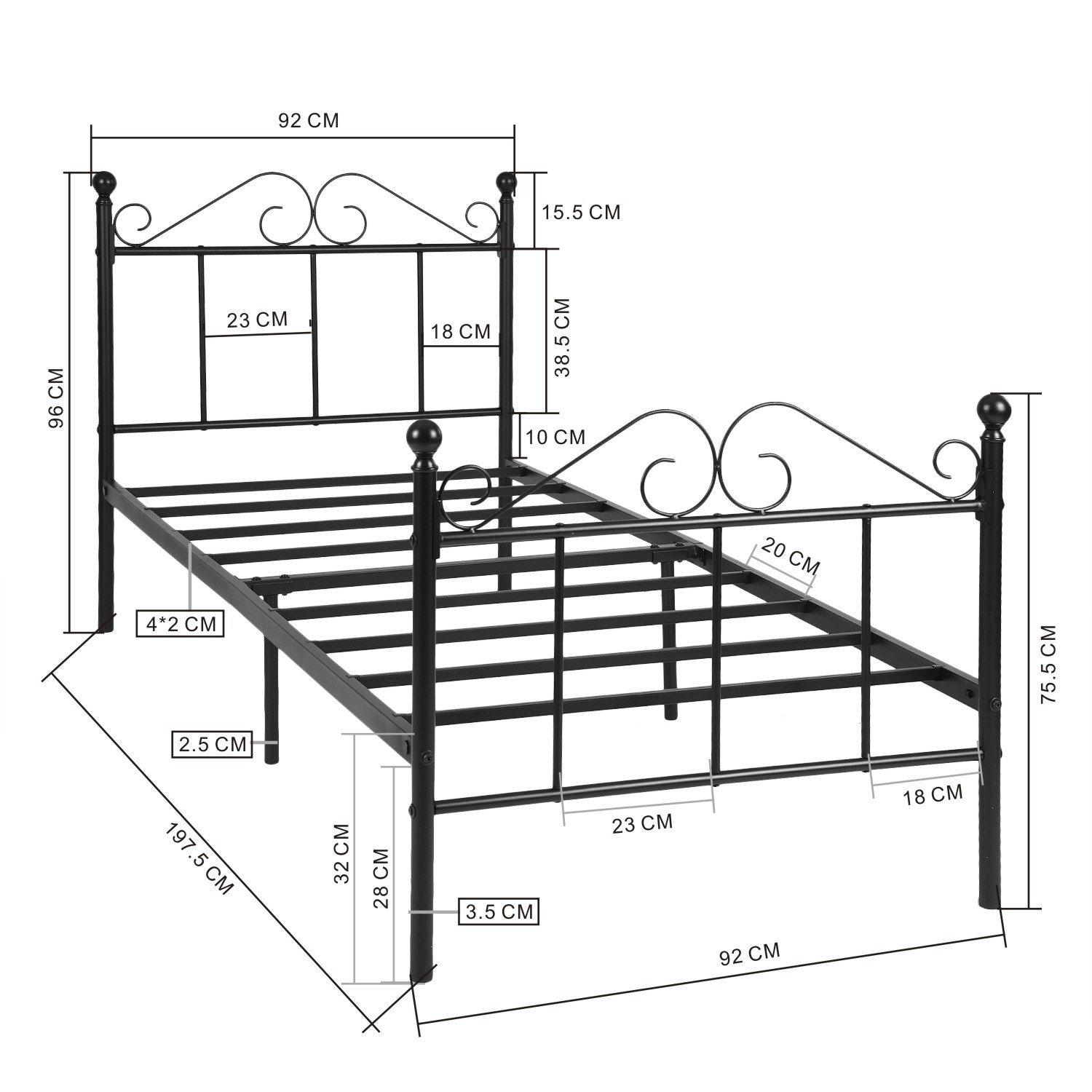 Black - Urban Meuble - Elegant Metal Bed Frame with Curved Headboard - 7