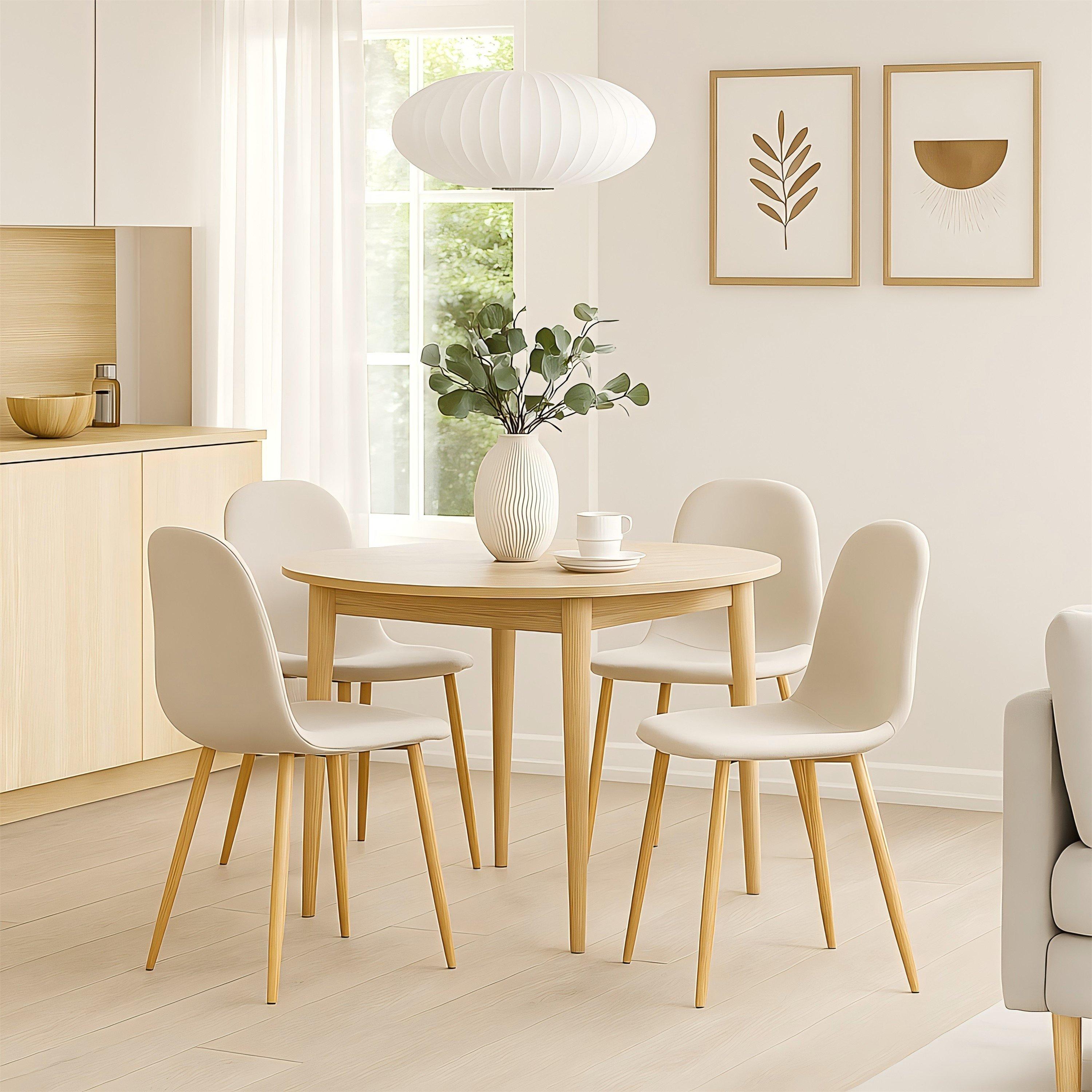 Beige - Urban Meuble - Set of 4 Modern Dining Chair - 1