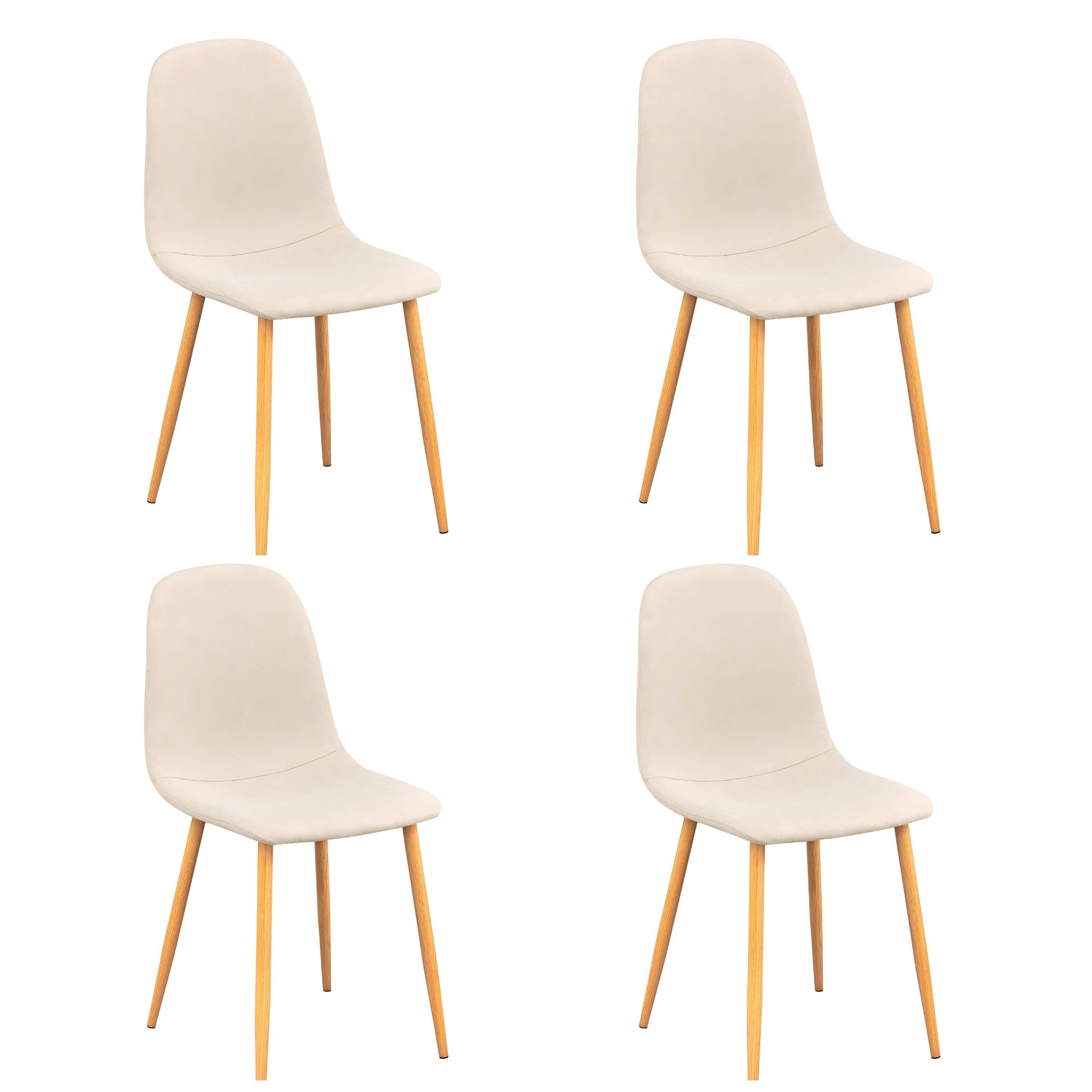 Beige - Urban Meuble - Set of 4 Modern Dining Chair - 3