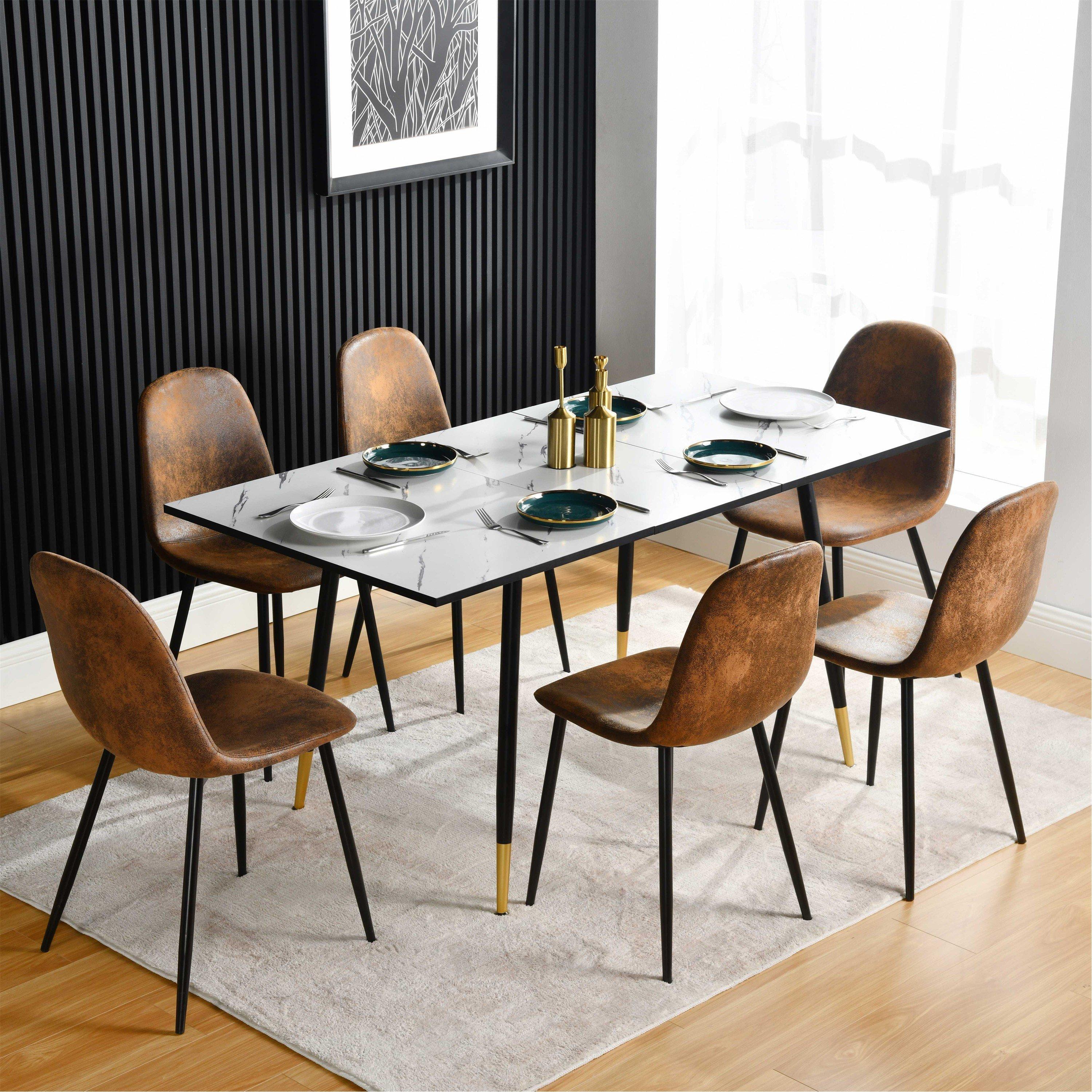 Brown - Urban Meuble - Suede Brown Dining Chair - 2