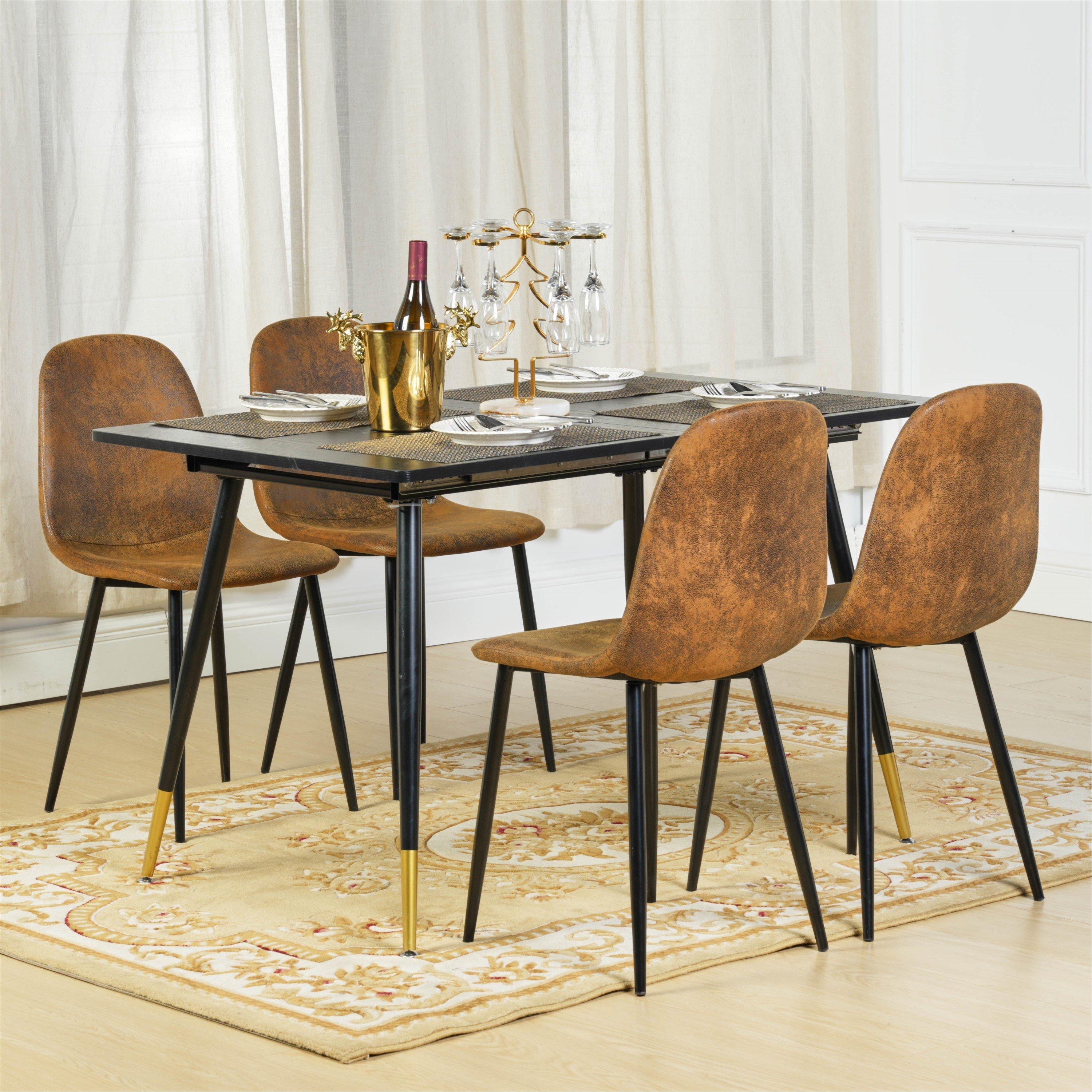 Brown - Urban Meuble - Suede Brown Dining Chair - 4
