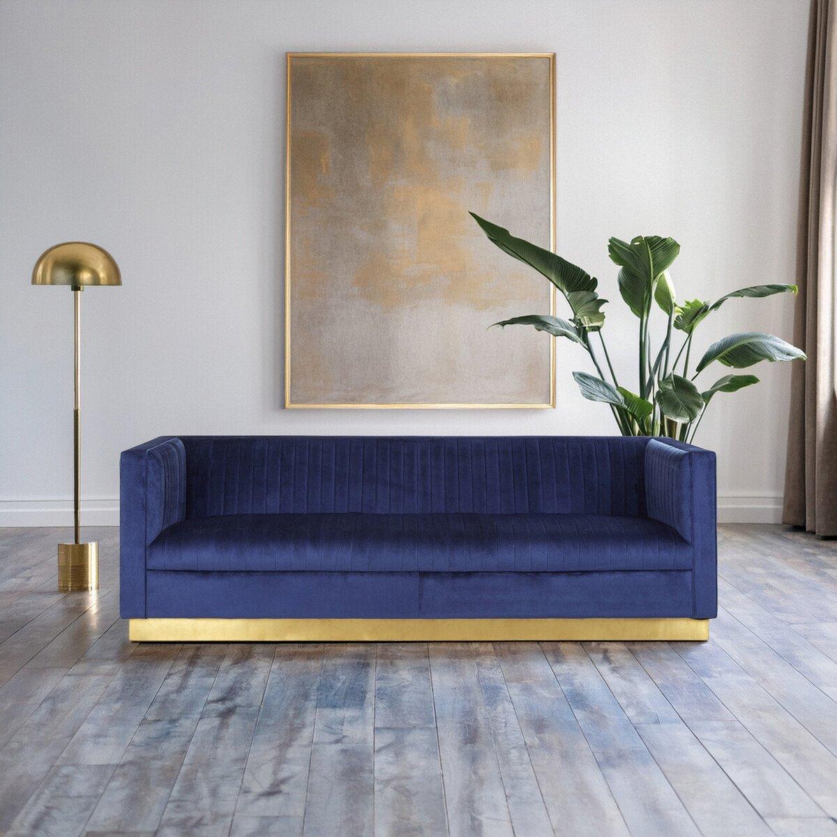 Interiors By Premier  Opal 3 Seat Deep Sofa Blue