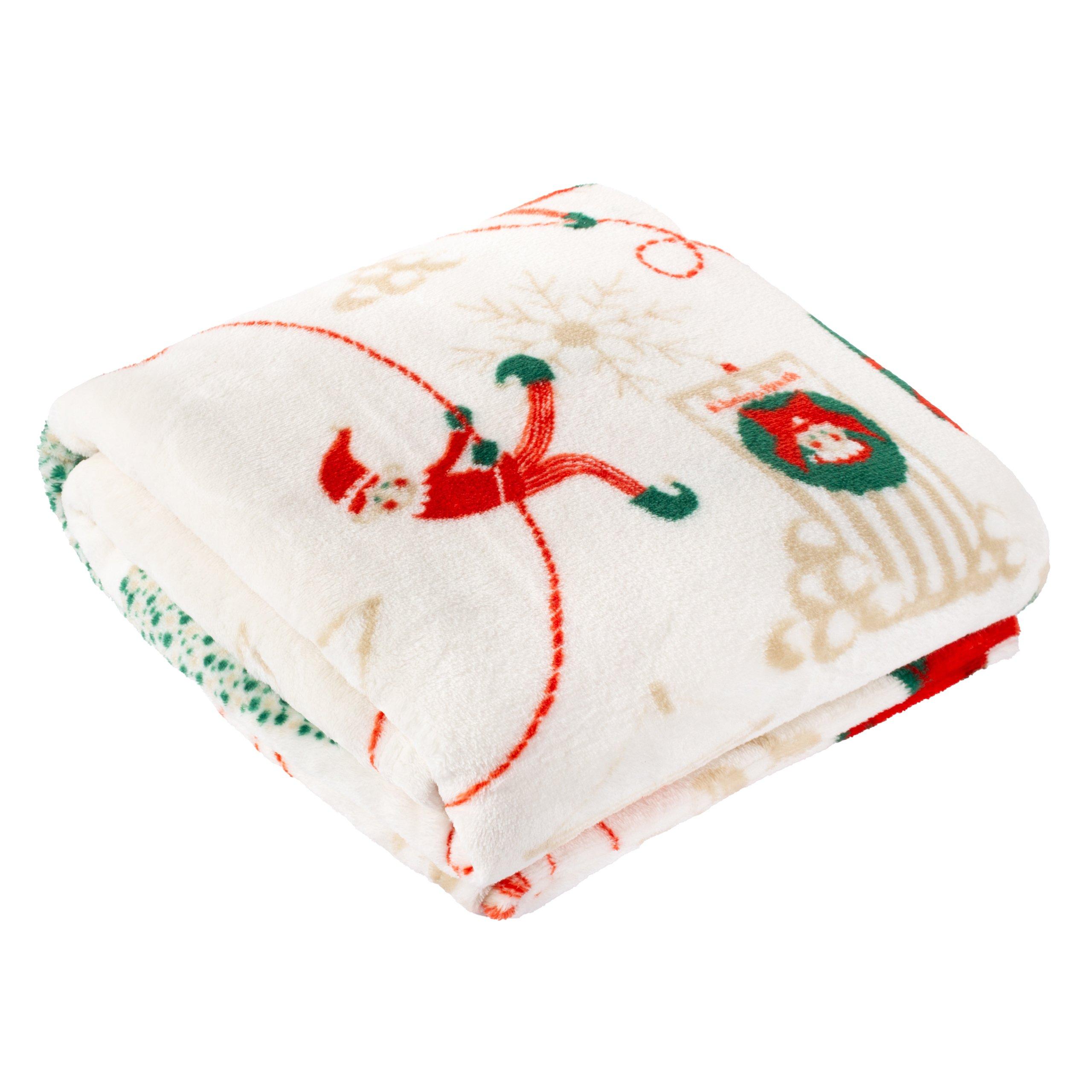 Cream/Mint - Duvet Day - Elfie Printed Fleece Throw - 3