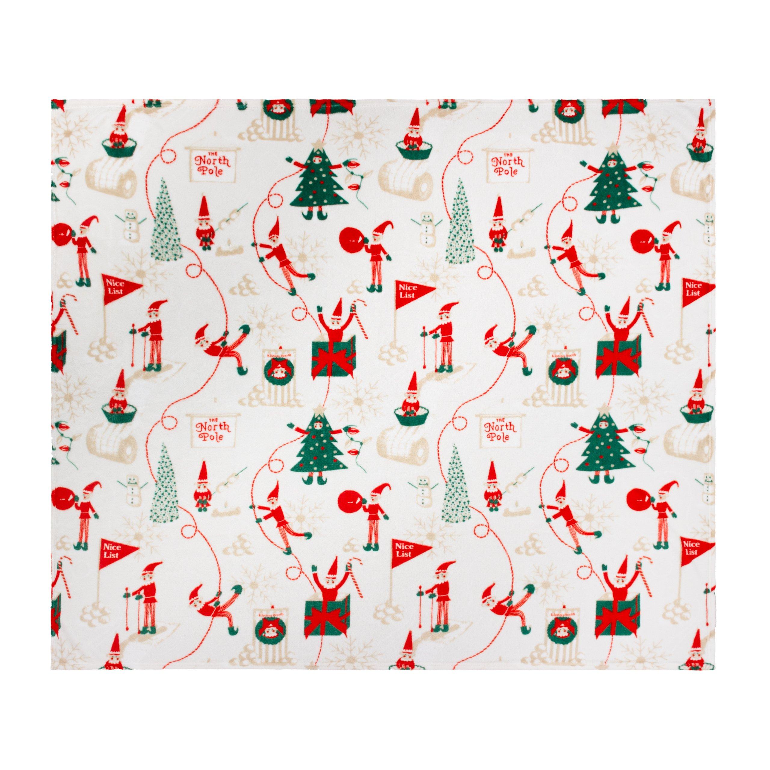 Cream/Mint - Duvet Day - Elfie Printed Fleece Throw - 4
