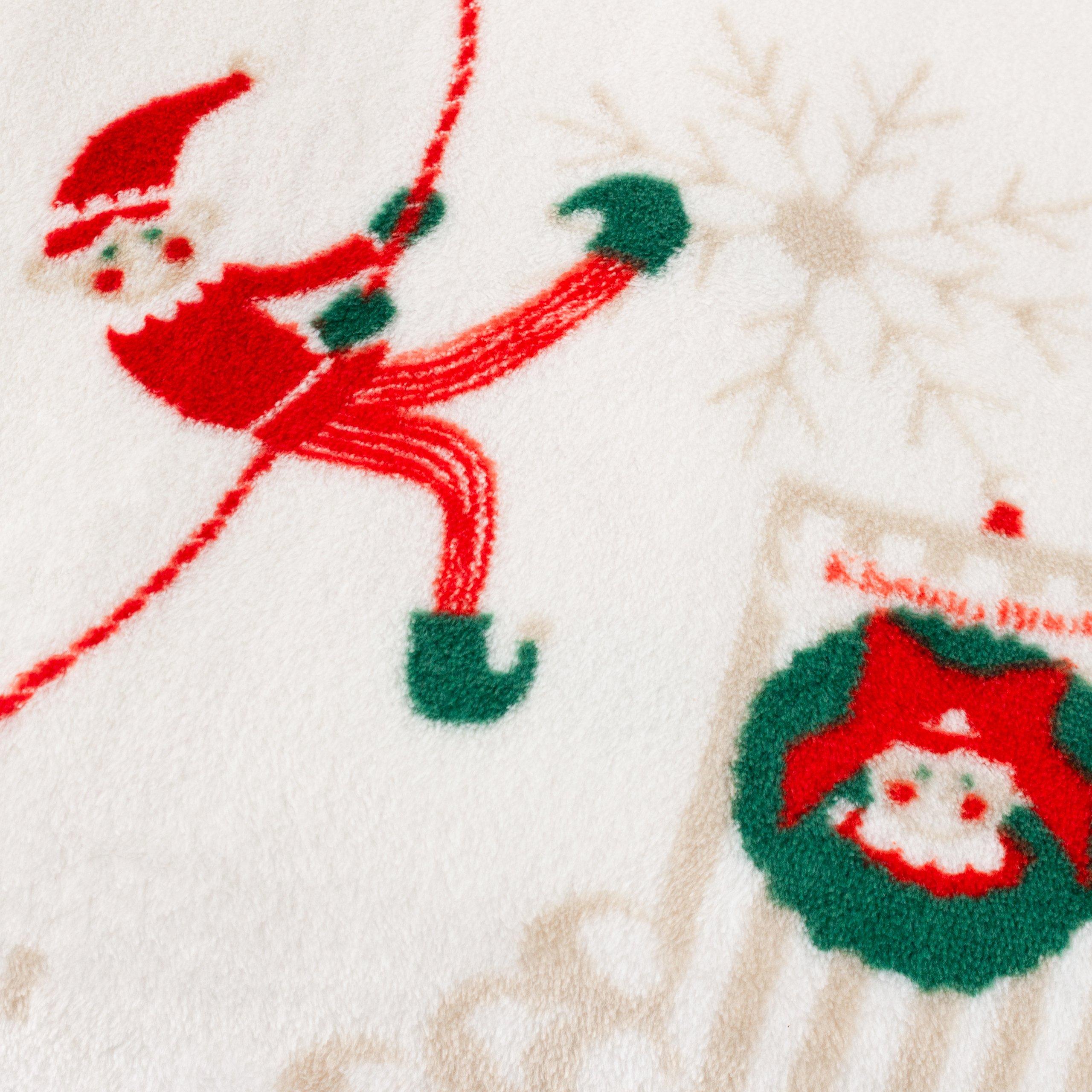 Cream/Mint - Duvet Day - Elfie Printed Fleece Throw - 5