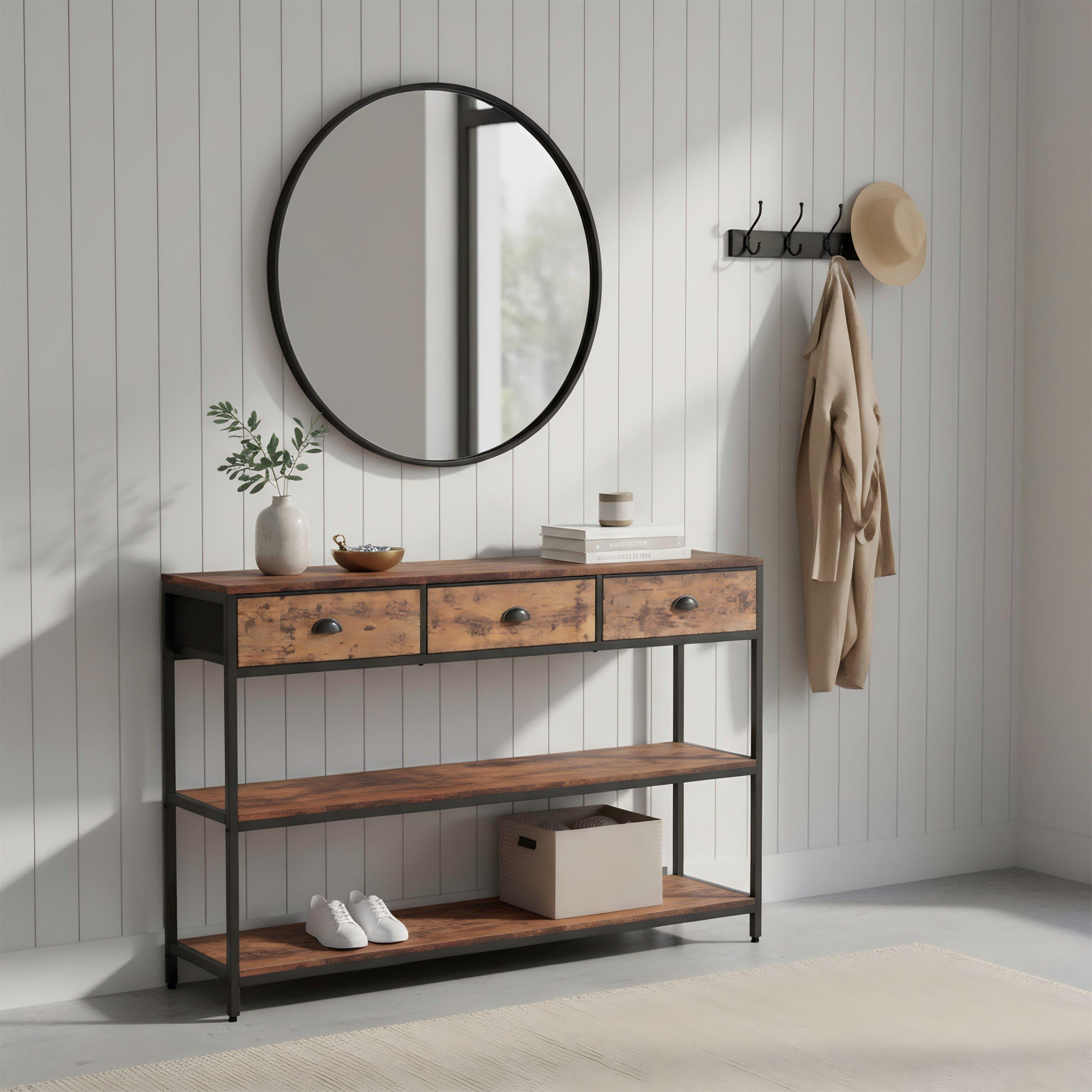 Brown - Urban Meuble - Vintage Console Table with MDF Rustic Charm - 1