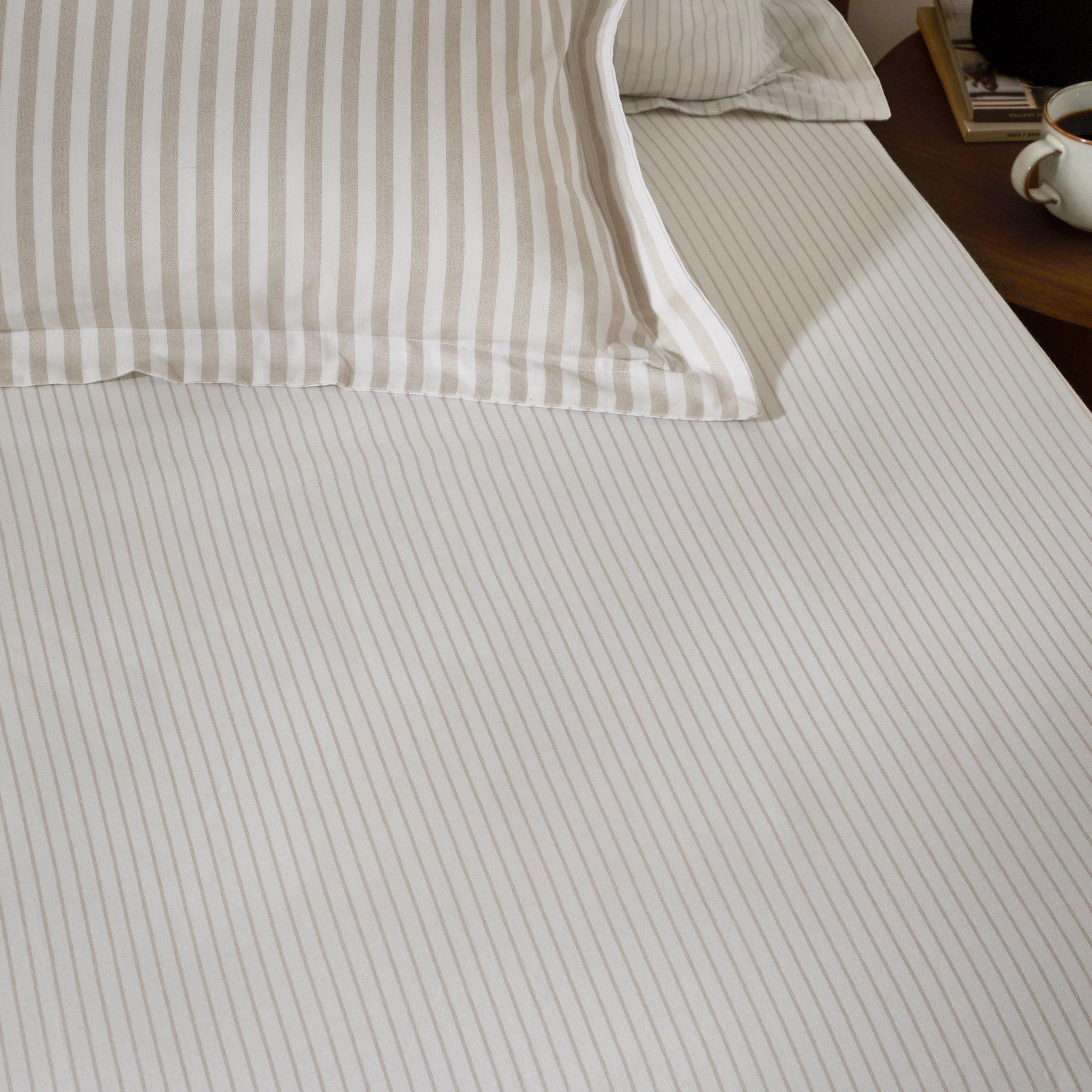 Natural - Yard - Hebden 100% Cotton Narrow Stripe Fitted Sheet - 2