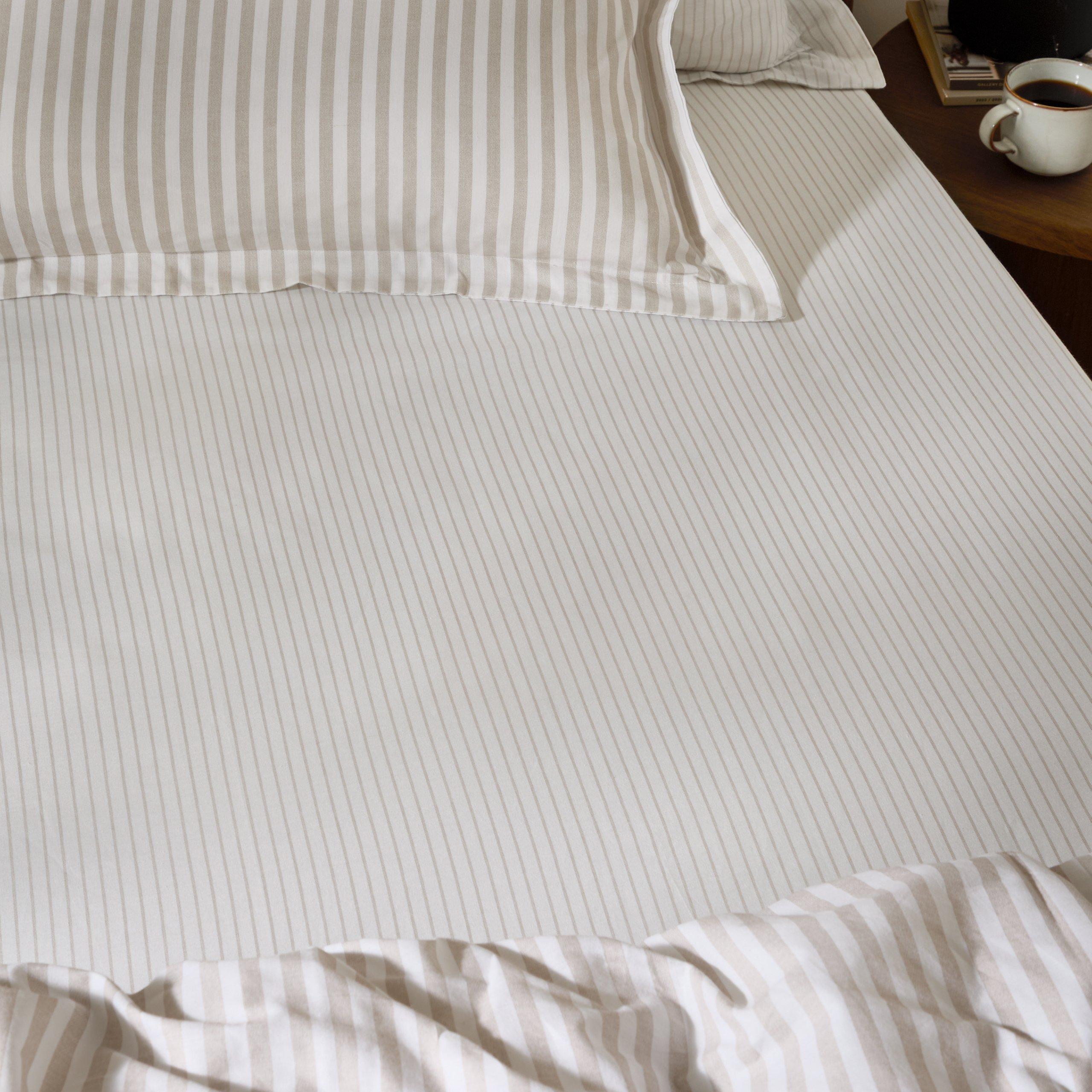 Natural - Yard - Hebden 100% Cotton Narrow Stripe Fitted Sheet - 3