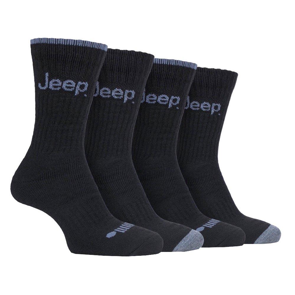 Jeep Men's 4 Pack Performance Boot Socks - Black Plain - Mens 6-11