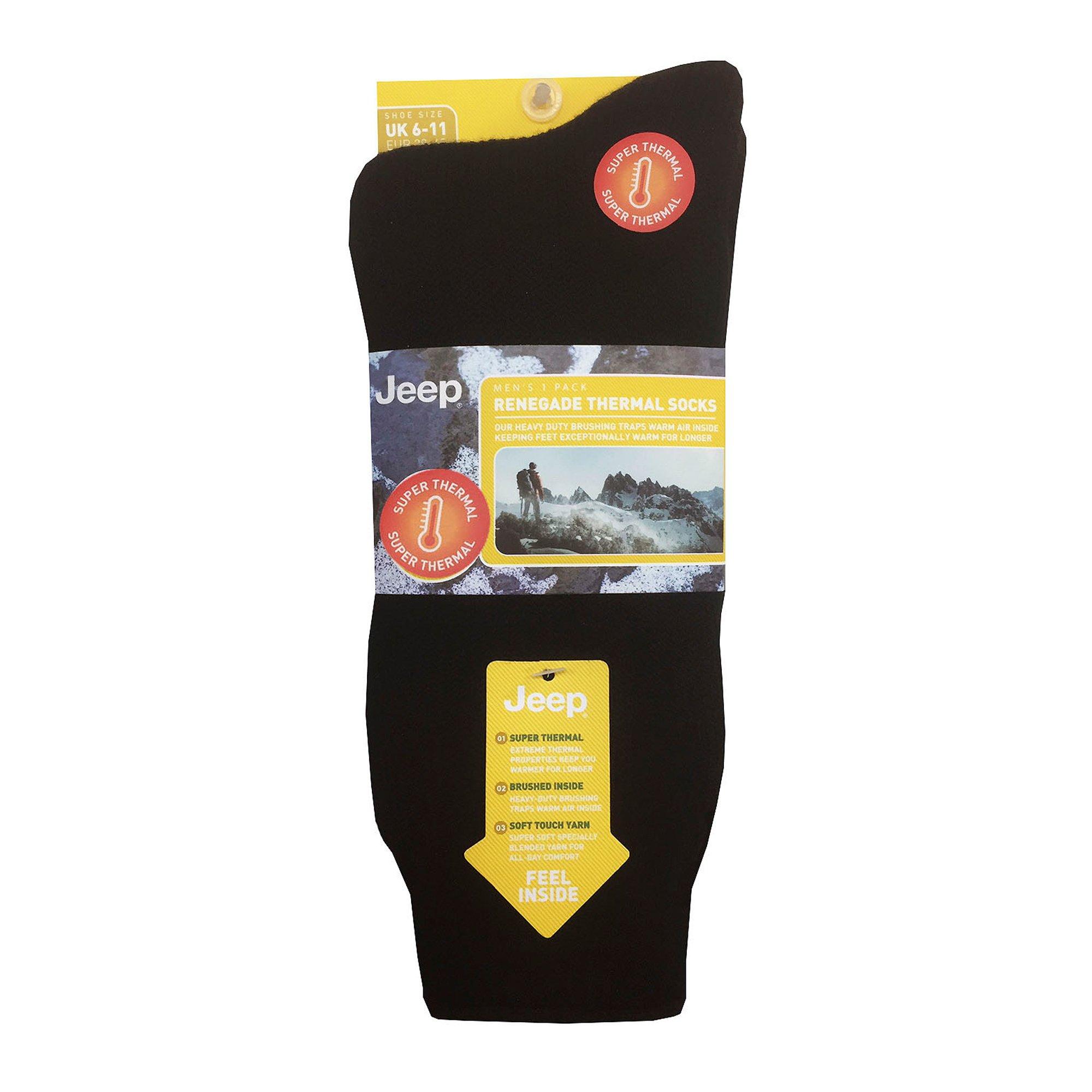 Black - Jeep - 1 Pack Thermal Boot Socks Mens - 2